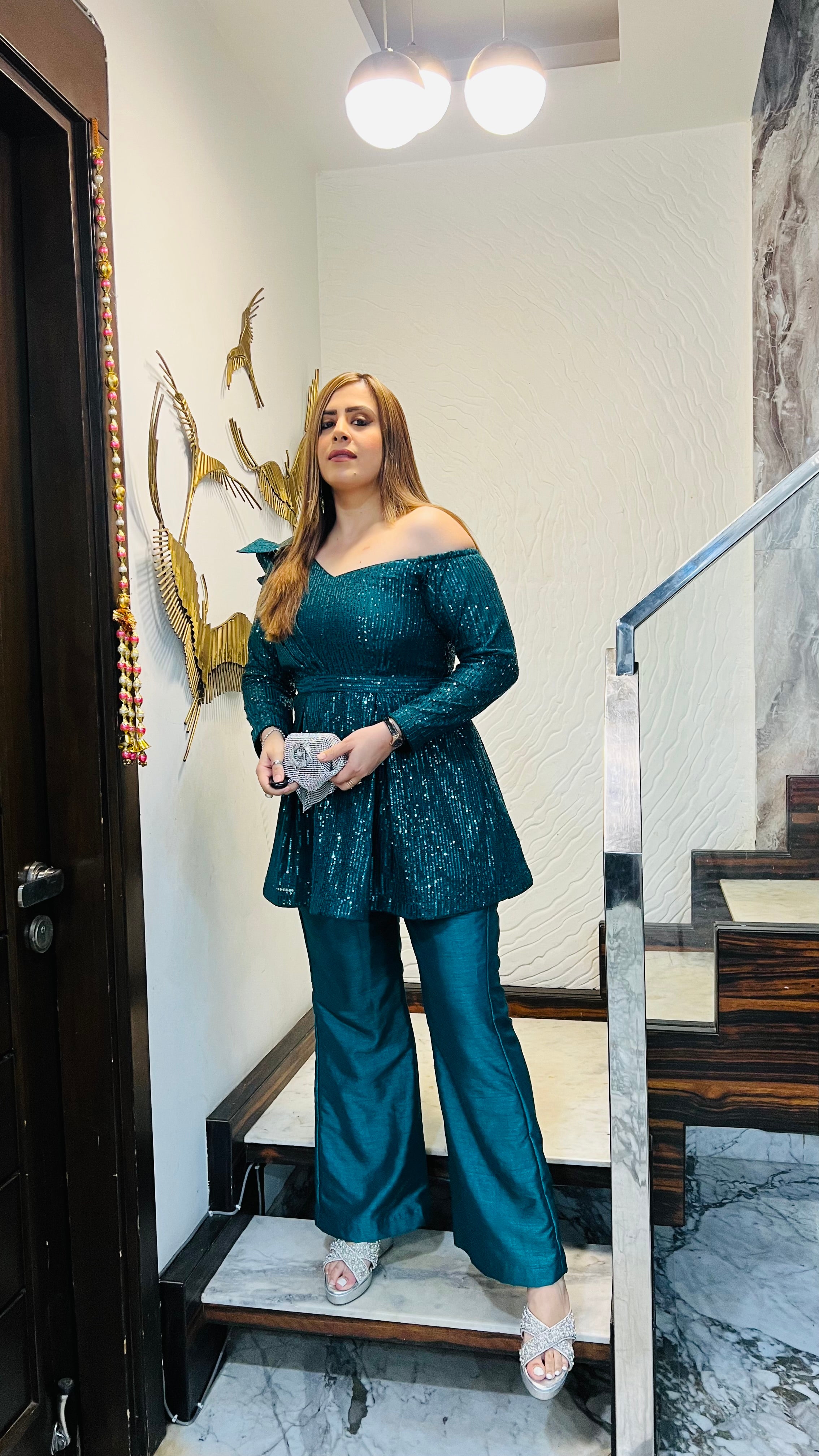 Forest Green sequin co-ord