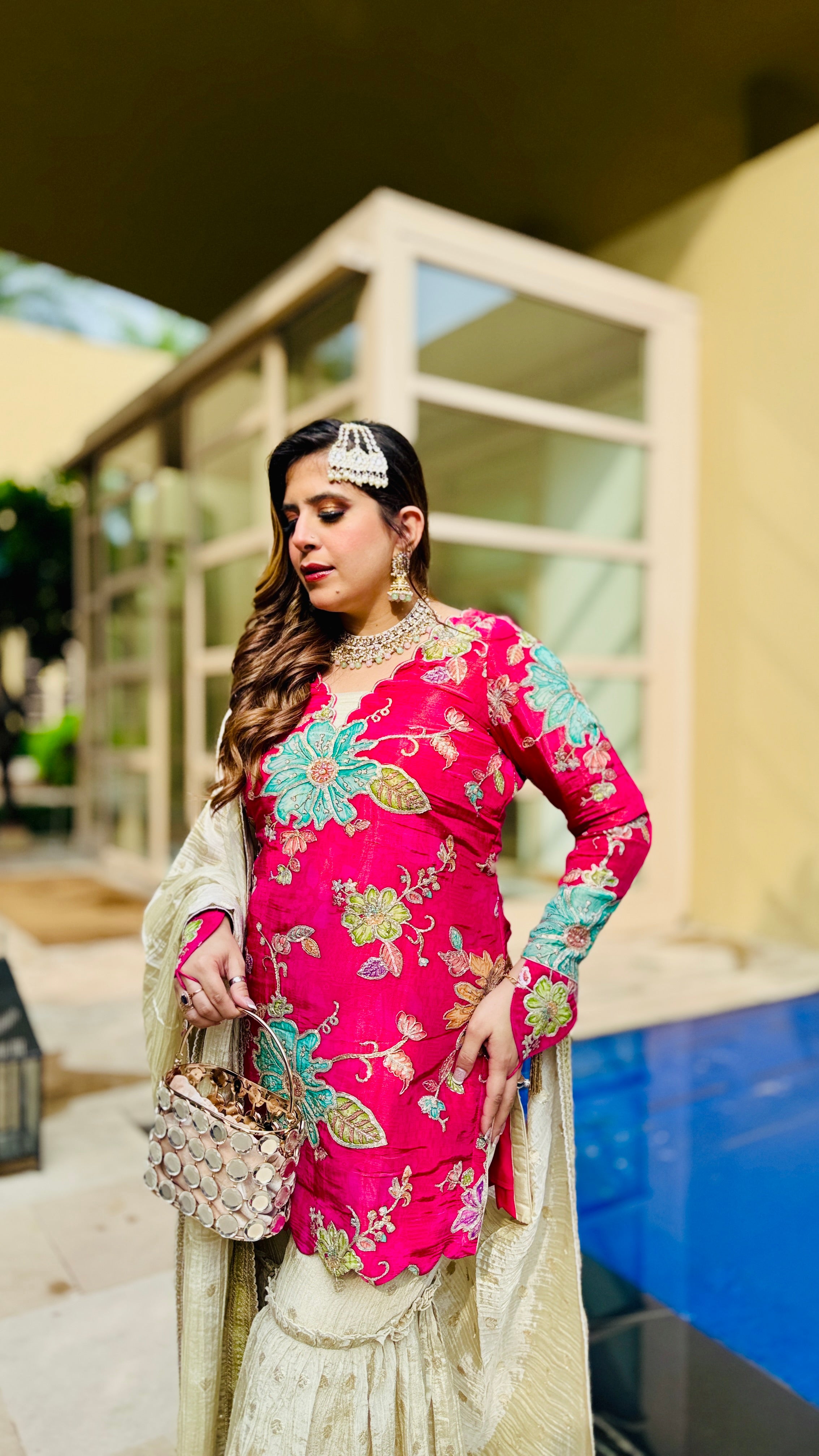 Pink Tissue Garara Suit