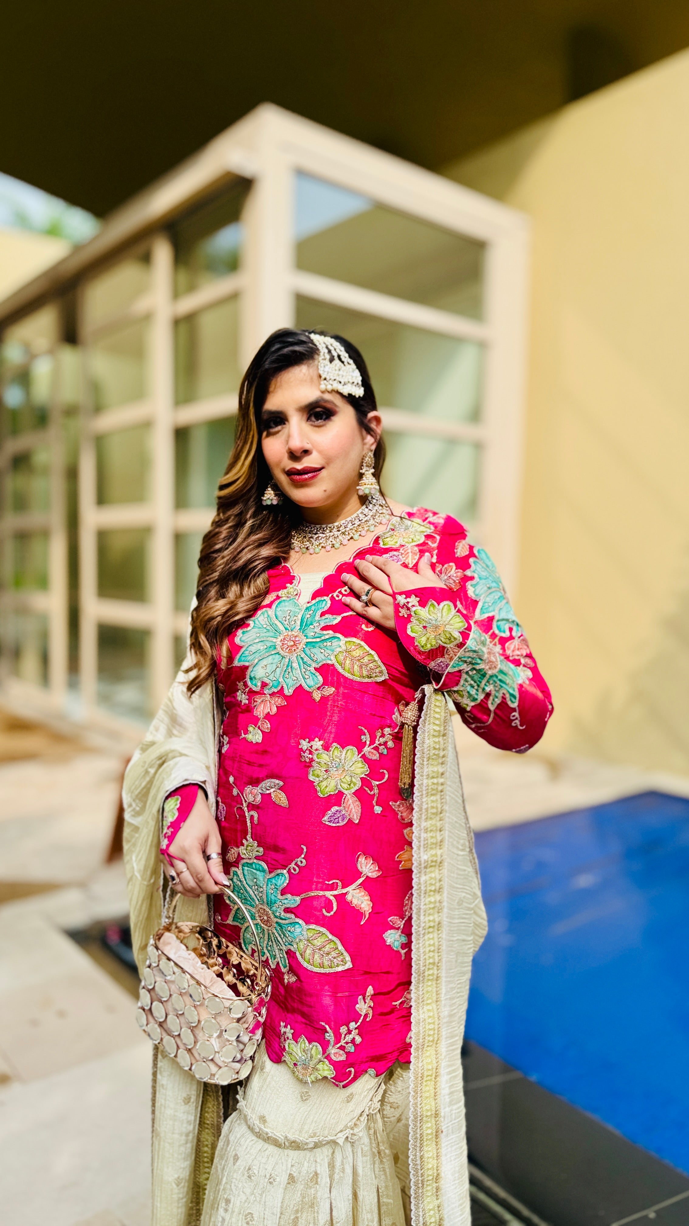 Pink Tissue Garara Suit