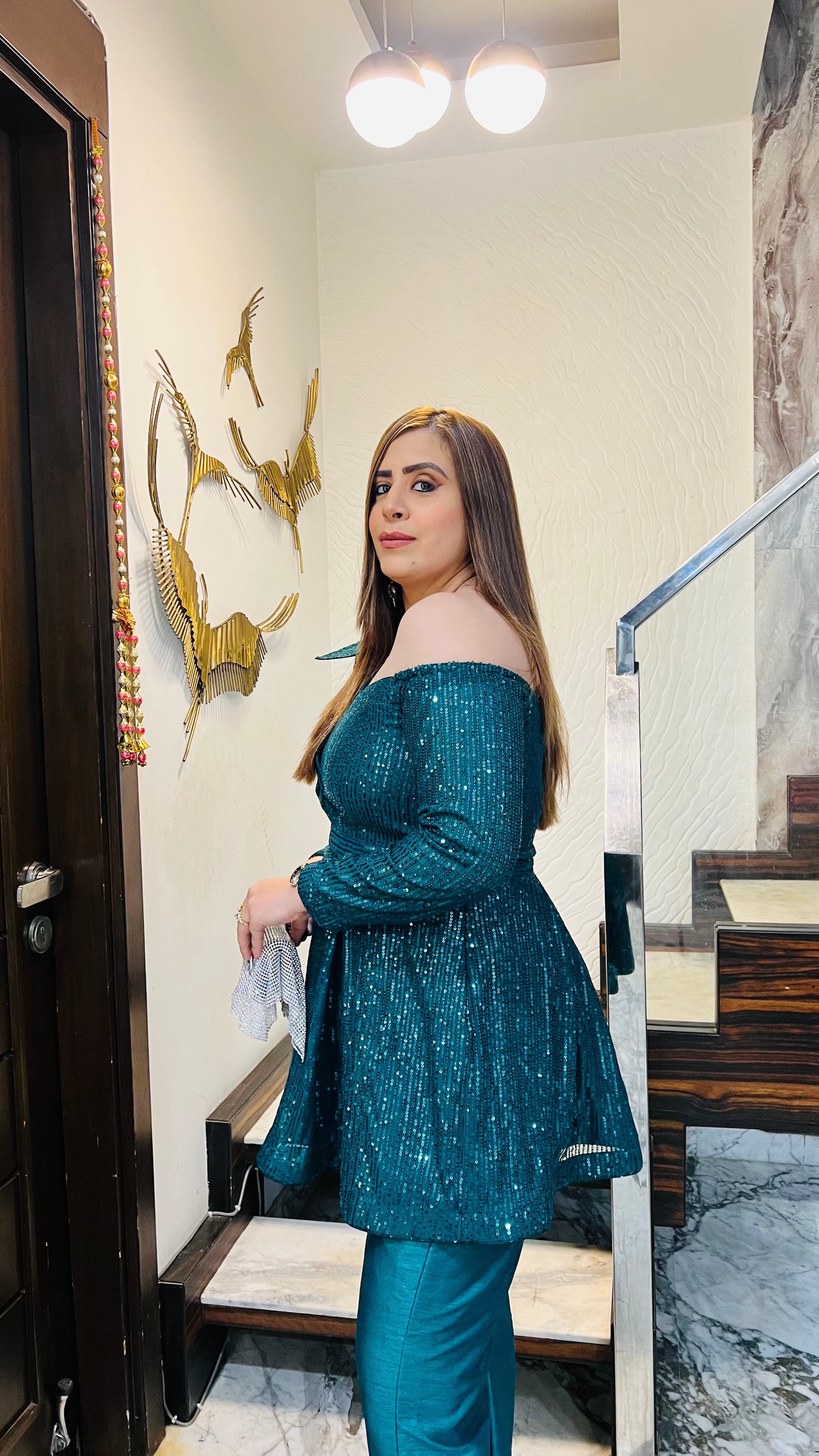 Forest Green sequin co-ord