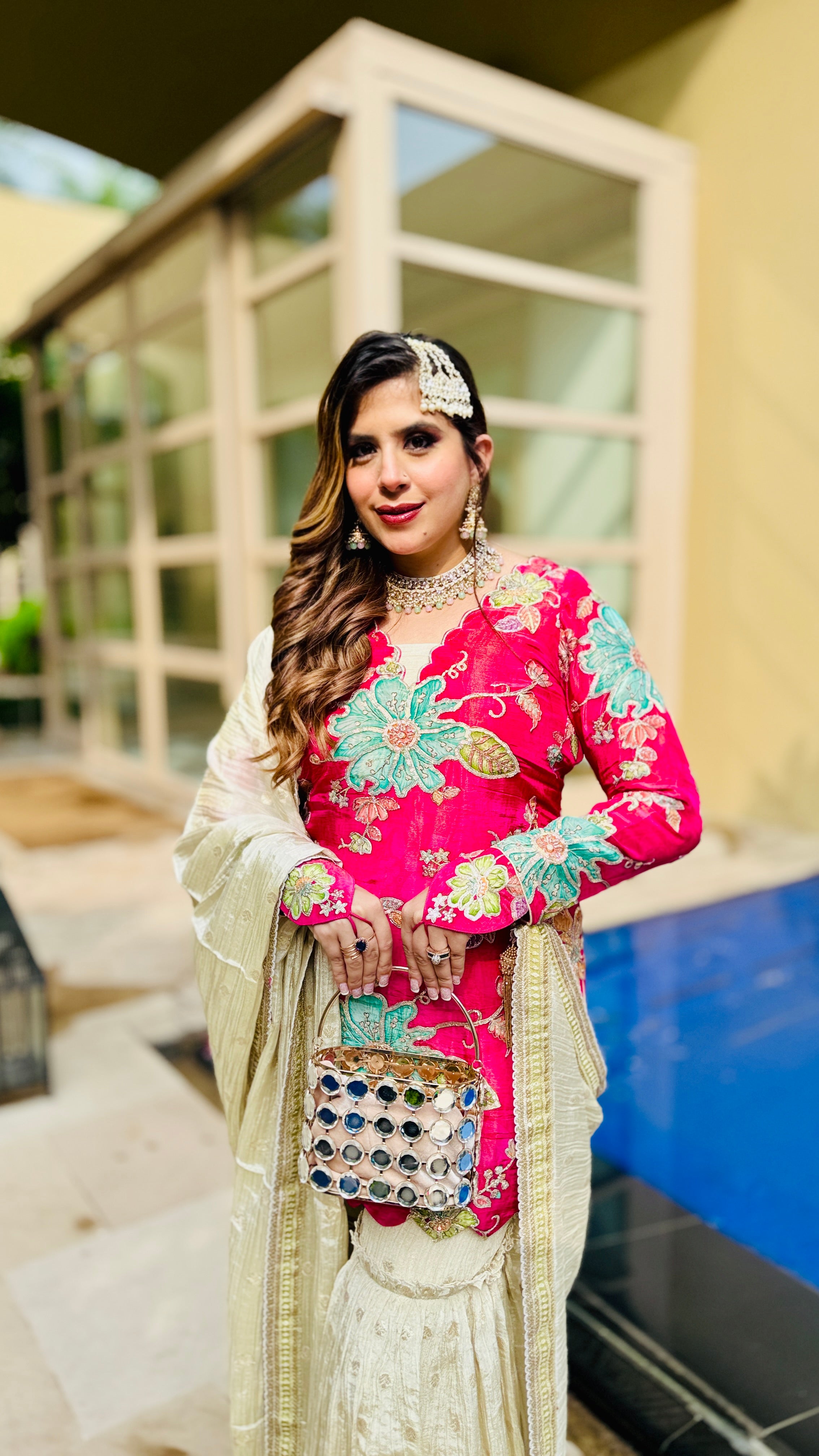 Pink Tissue Garara Suit