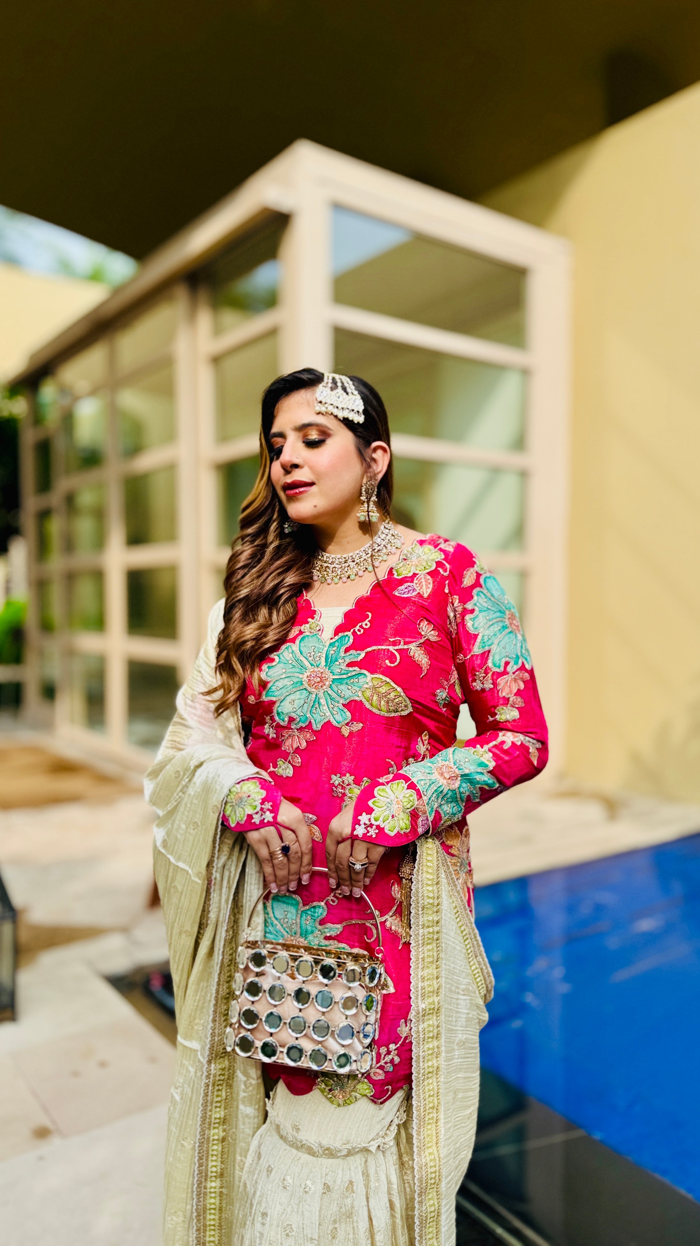 Pink Tissue Garara Suit