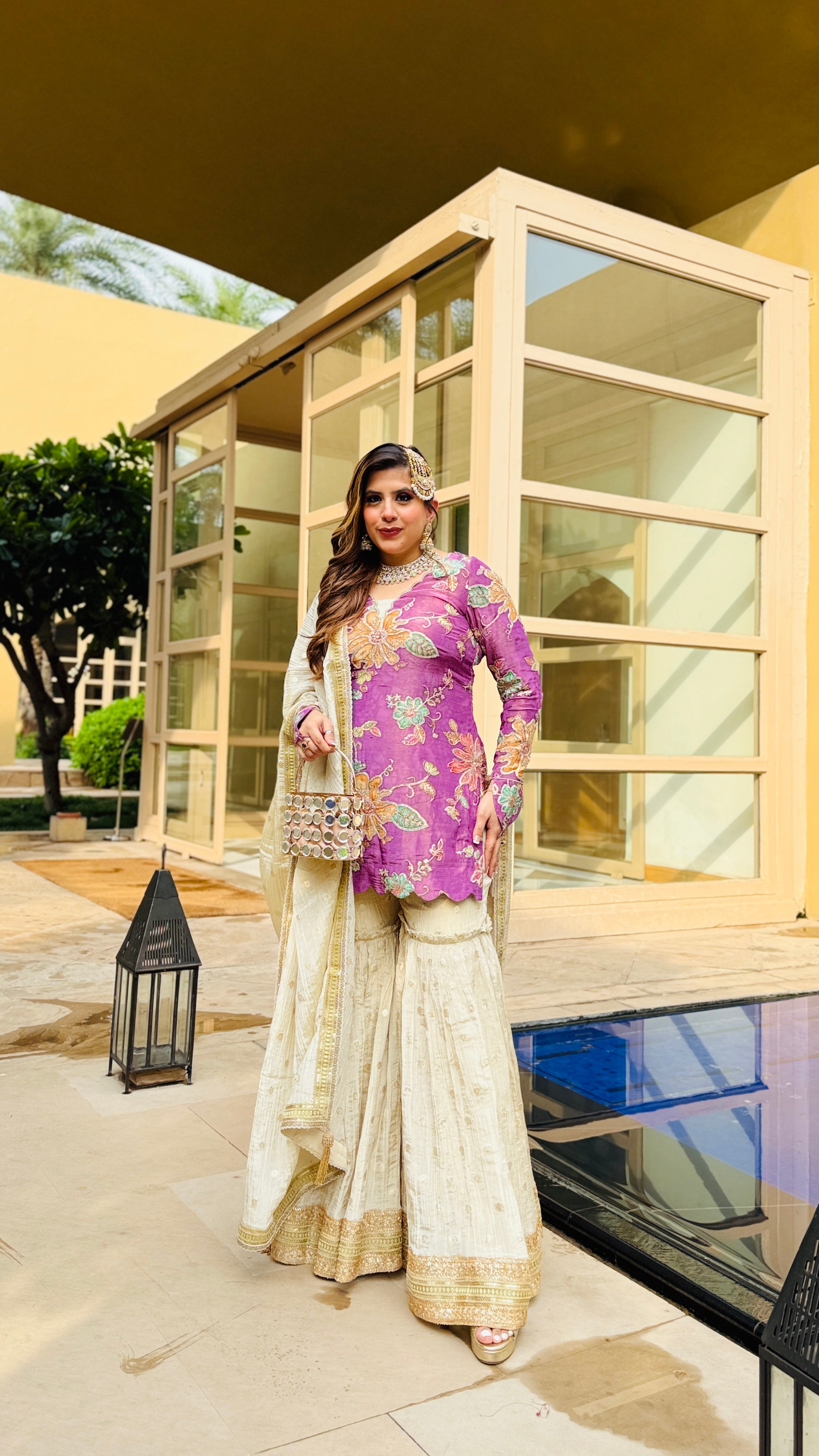 Mauve Tissue Garara Suit