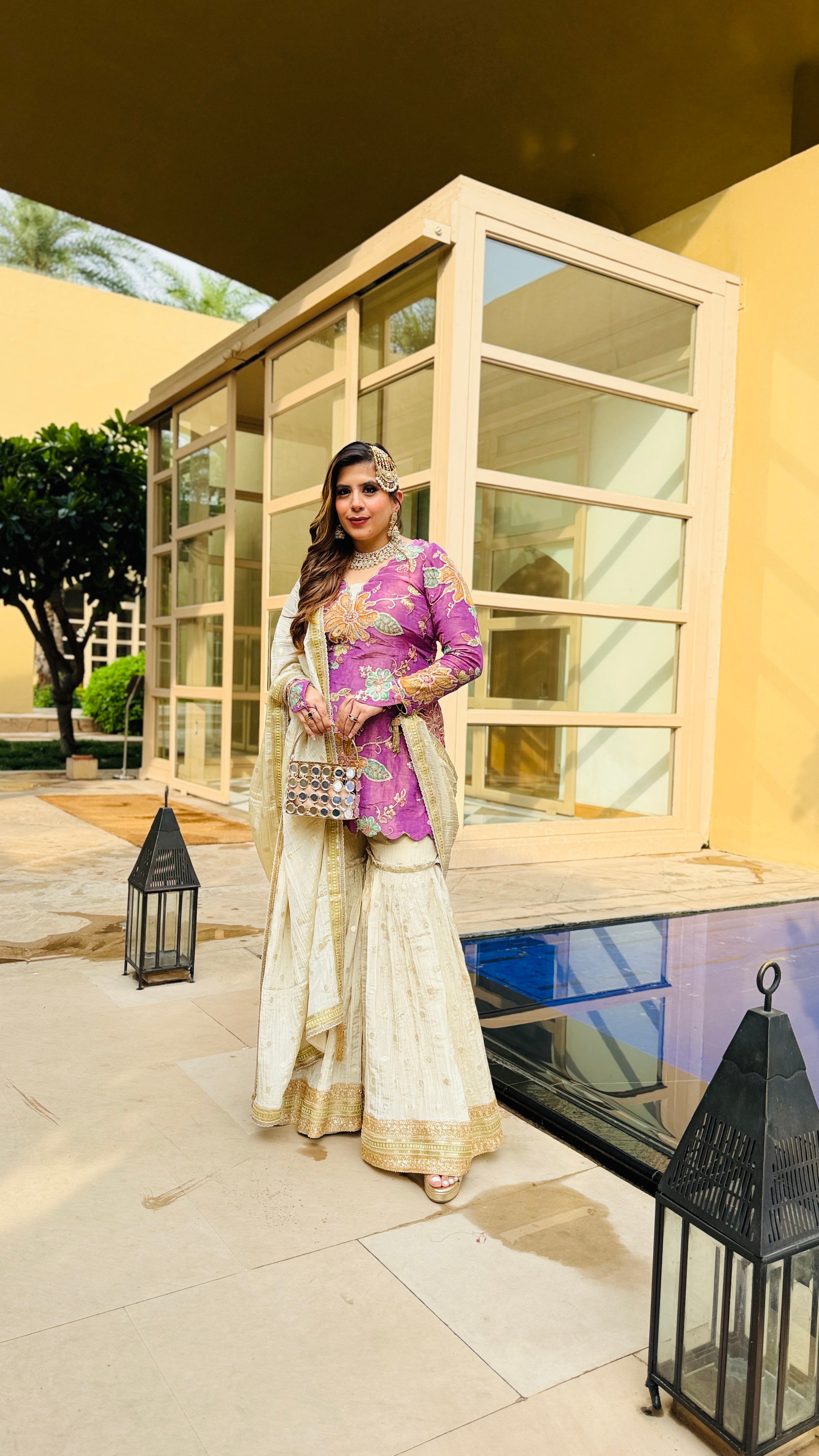 Mauve Tissue Garara Suit