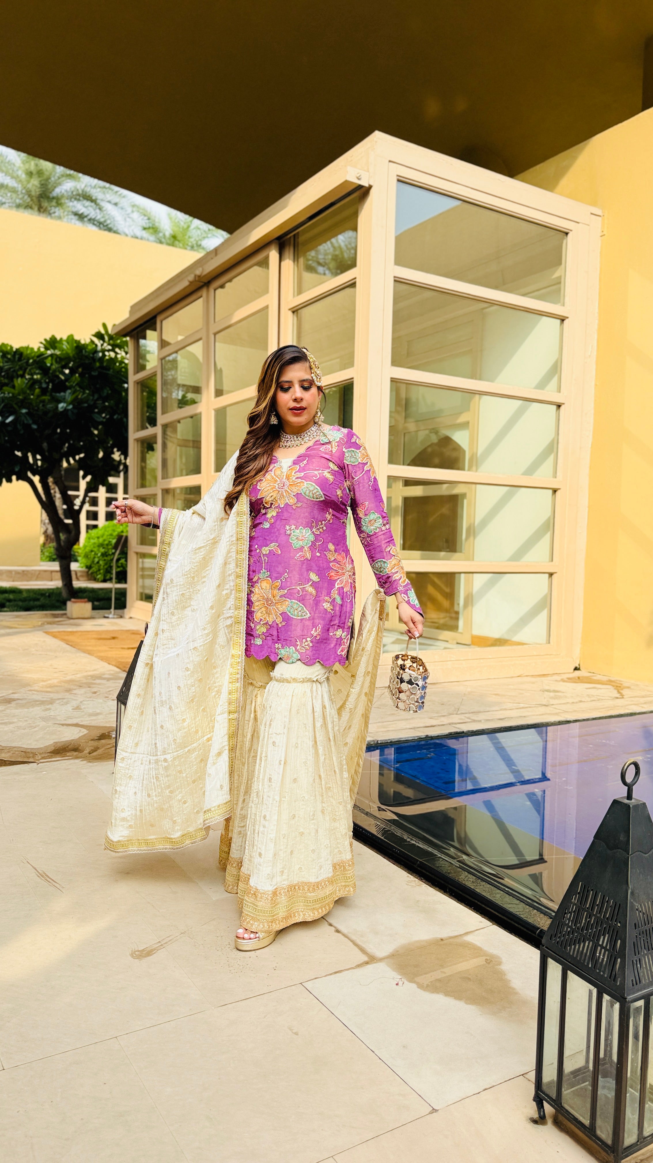 Mauve Tissue Garara Suit