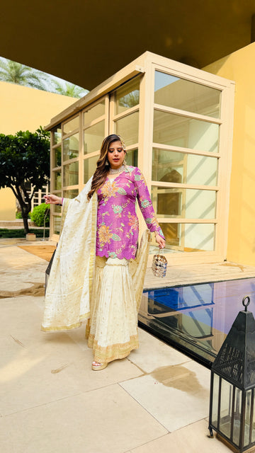 Mauve Tissue Garara Suit