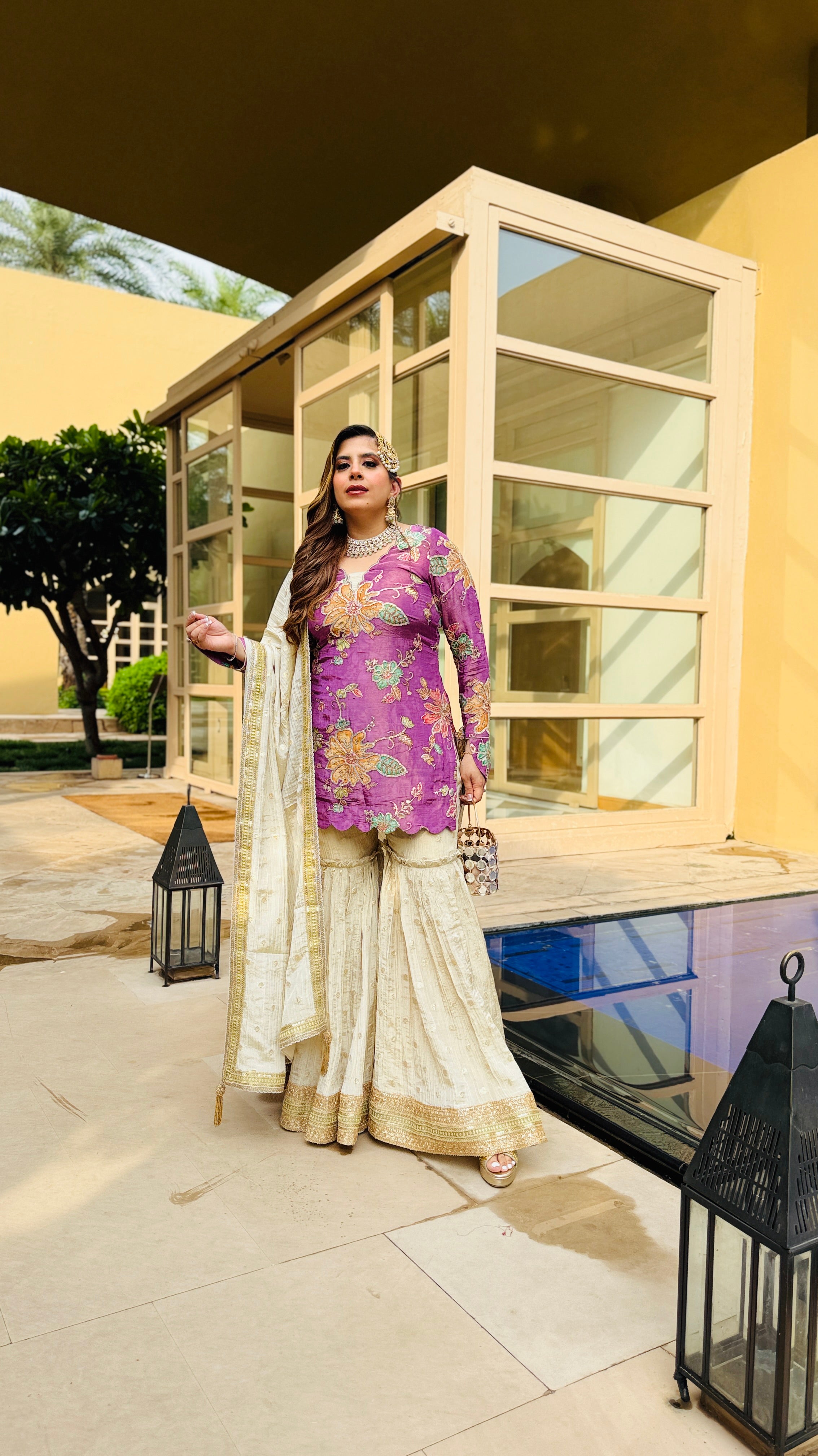 Mauve Tissue Garara Suit