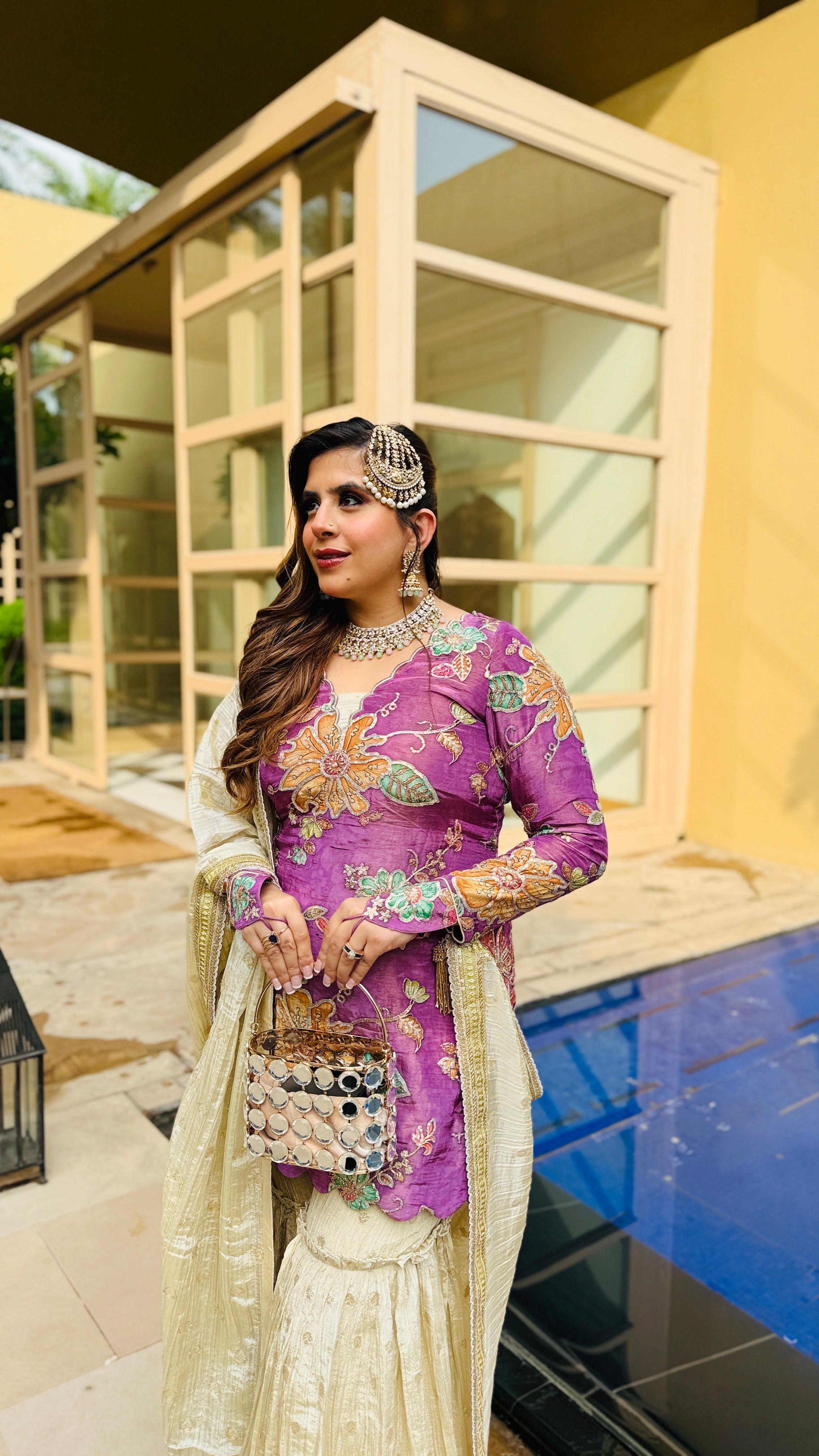 Mauve Tissue Garara Suit