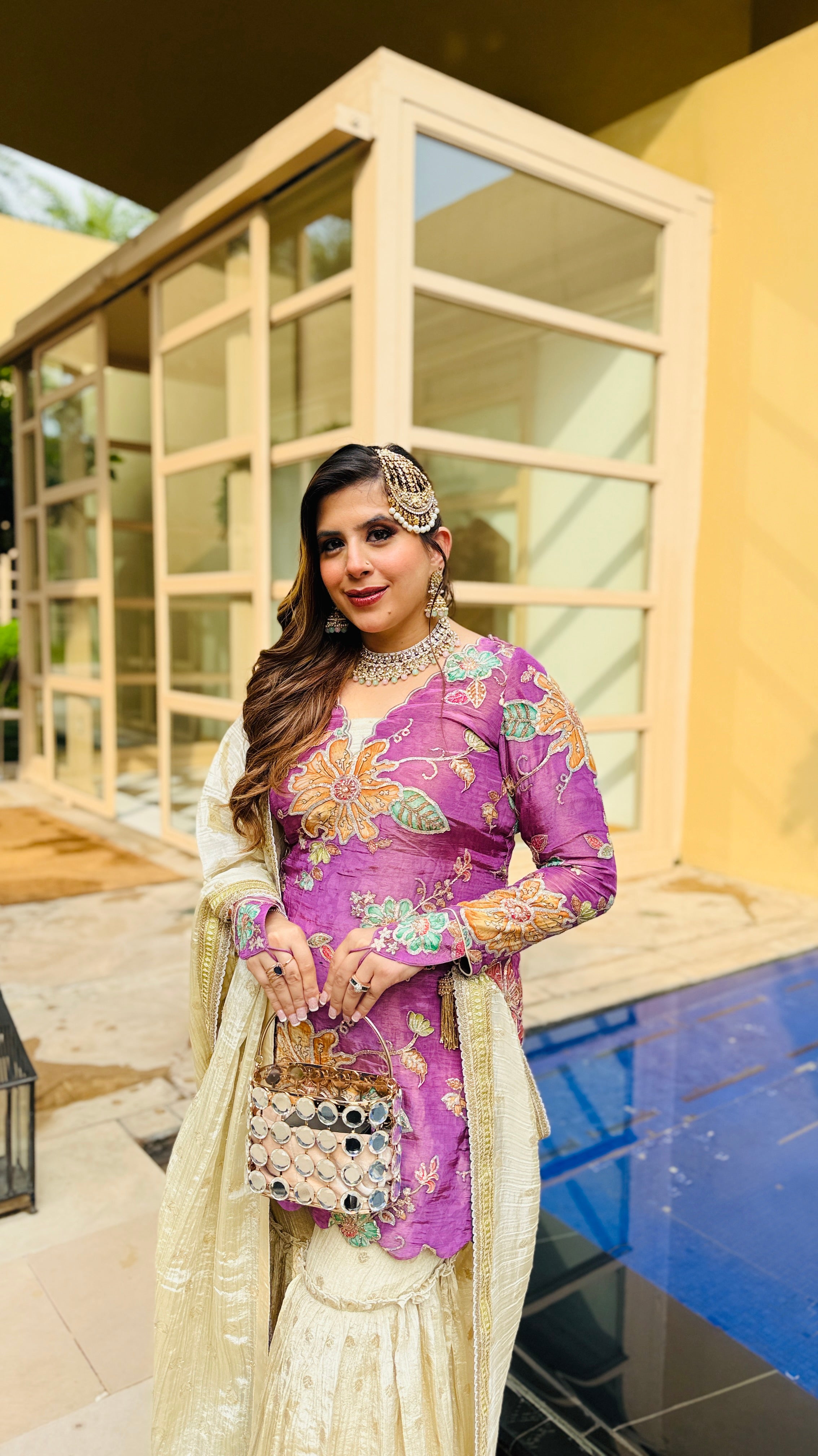 Mauve Tissue Garara Suit