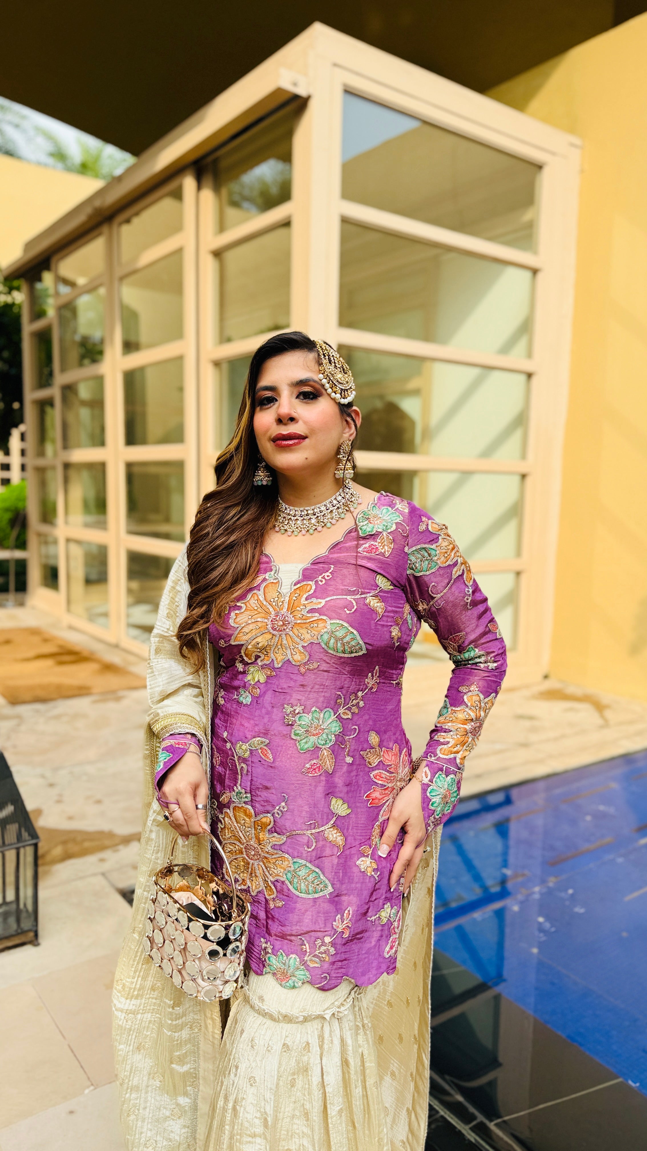 Mauve Tissue Garara Suit