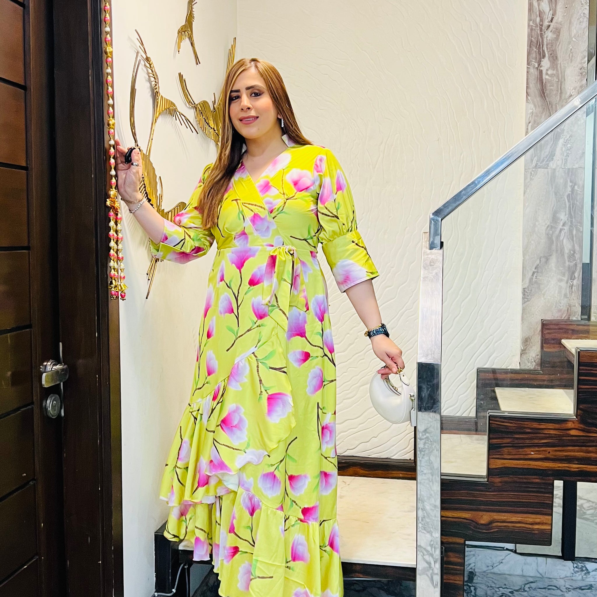 Green Ruffled Maxi Dress