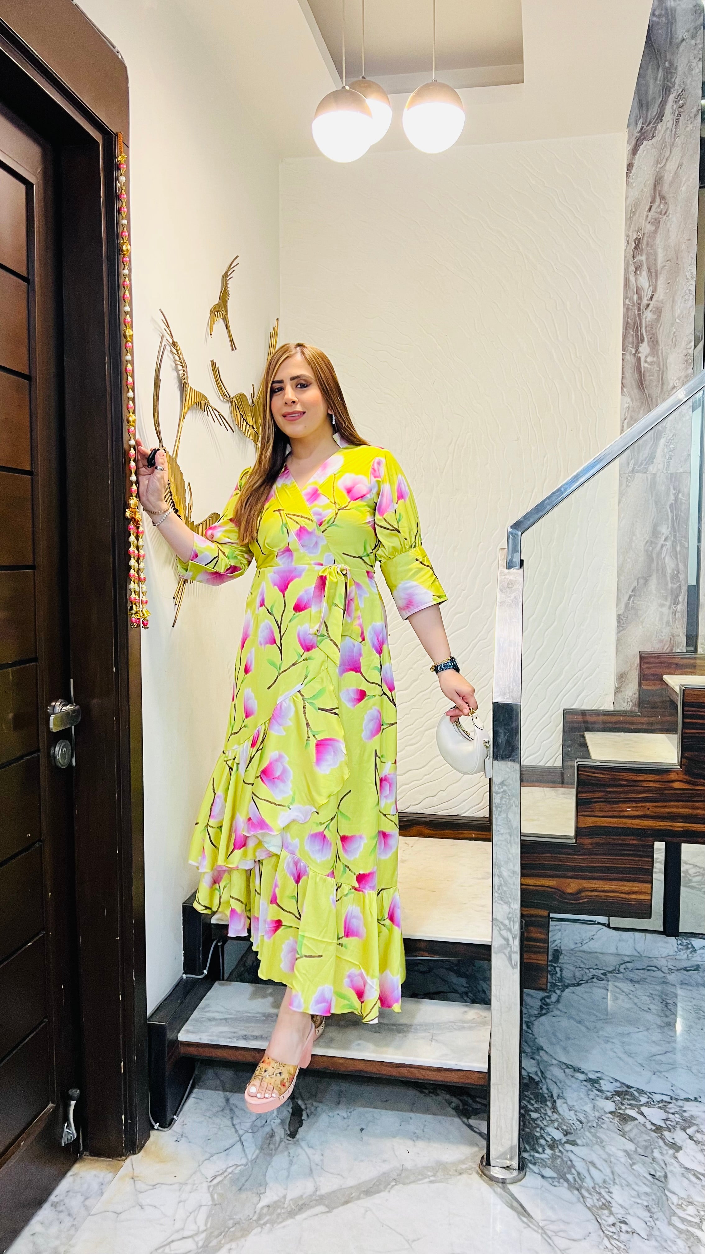 Green Ruffled Maxi Dress