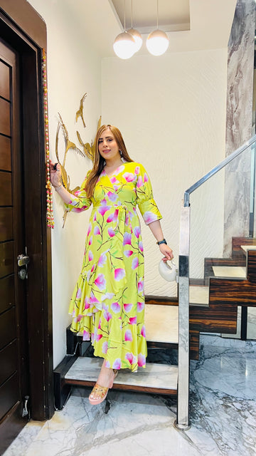 Green Ruffled Maxi Dress