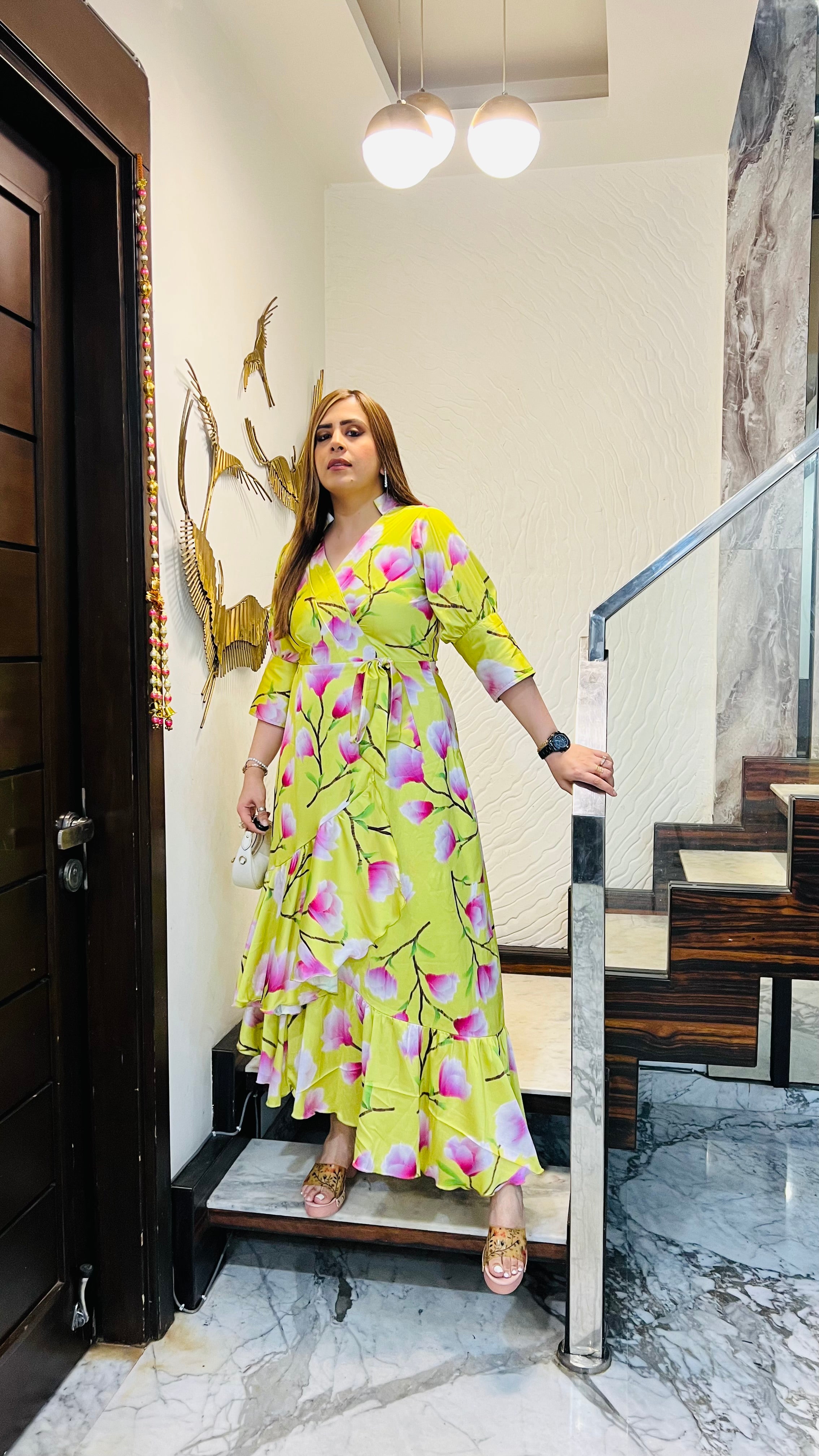 Green Ruffled Maxi Dress