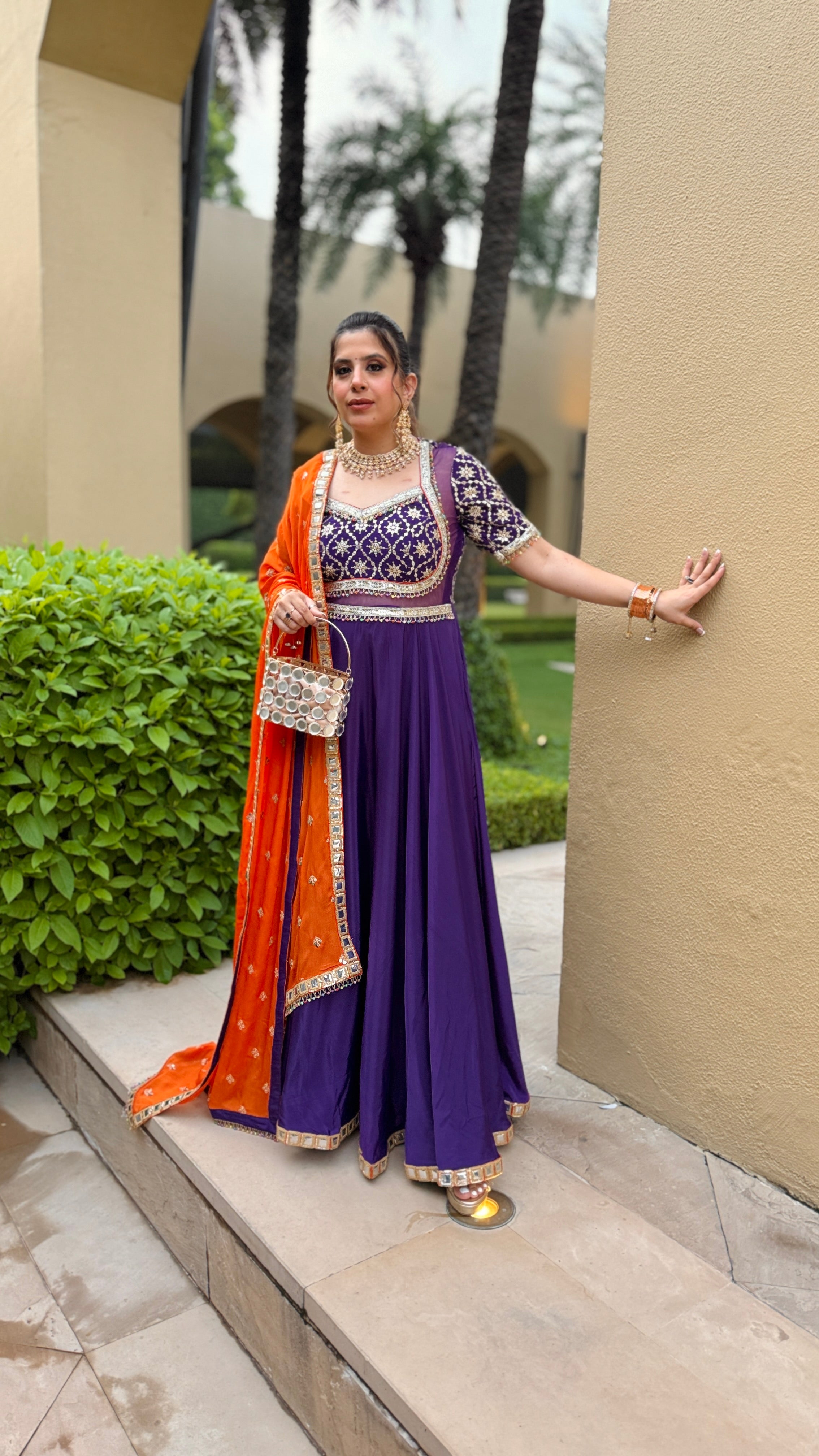 Purple Rust Karvachauth Anarkali