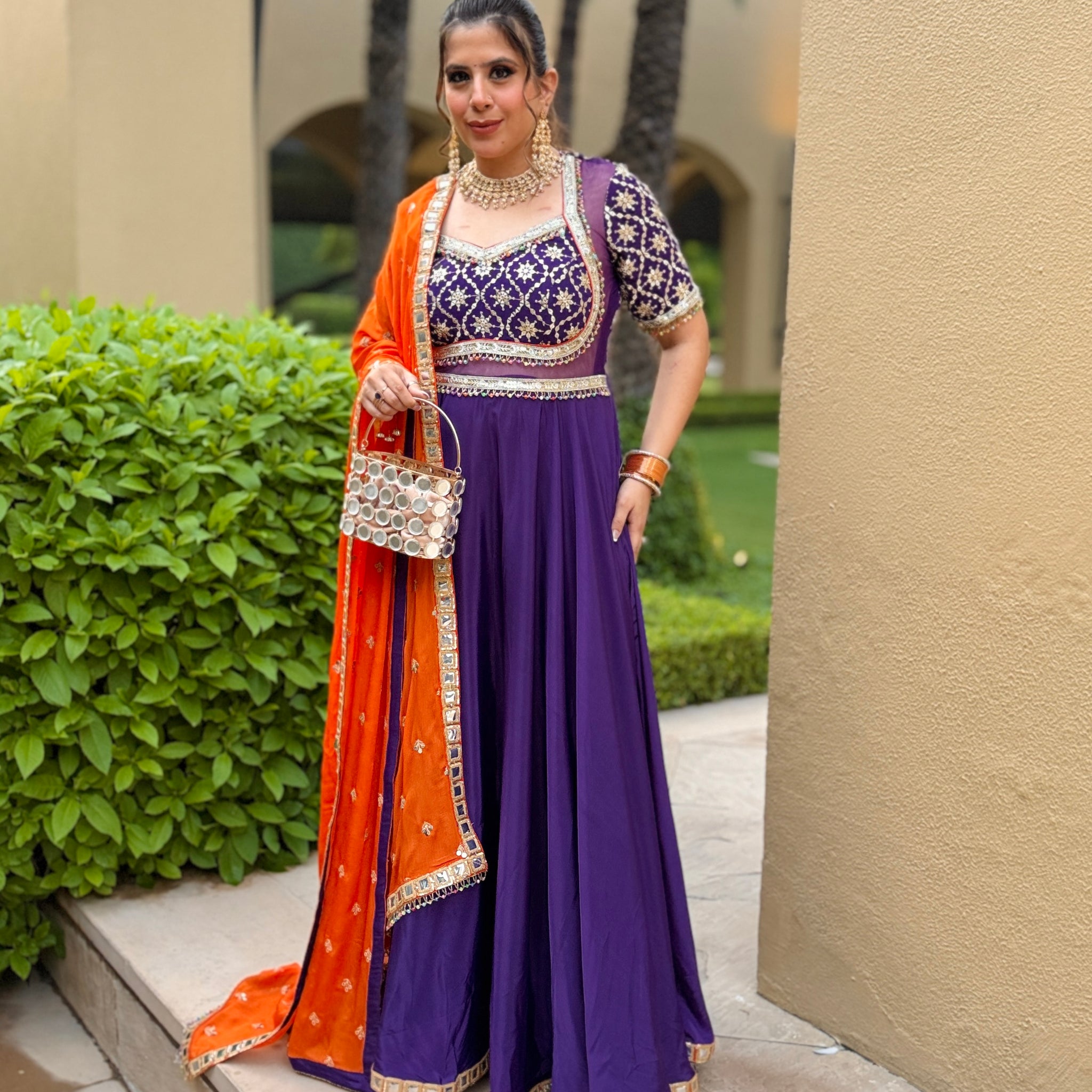 Purple Rust Karvachauth Anarkali