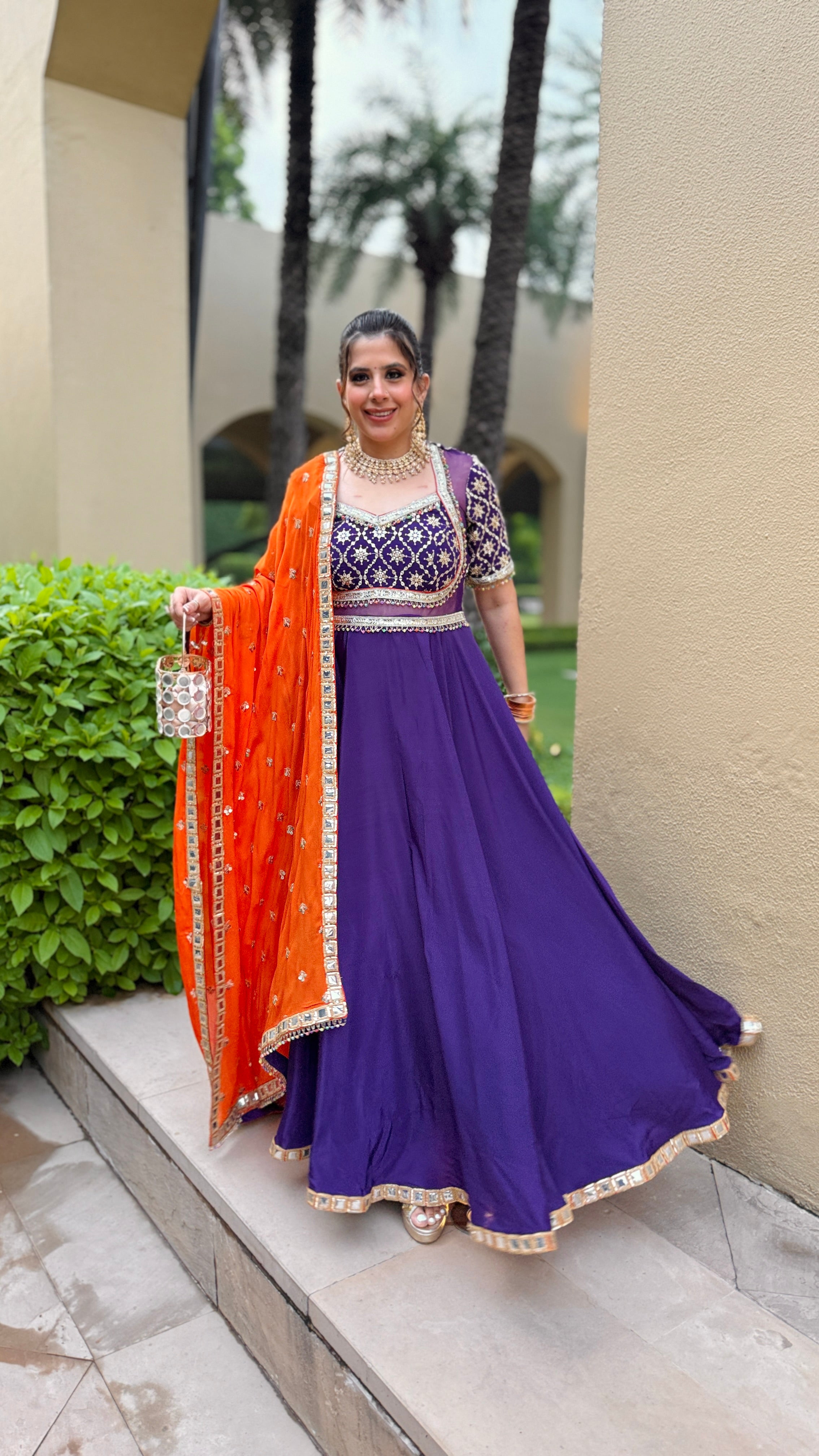 Purple Rust Karvachauth Anarkali