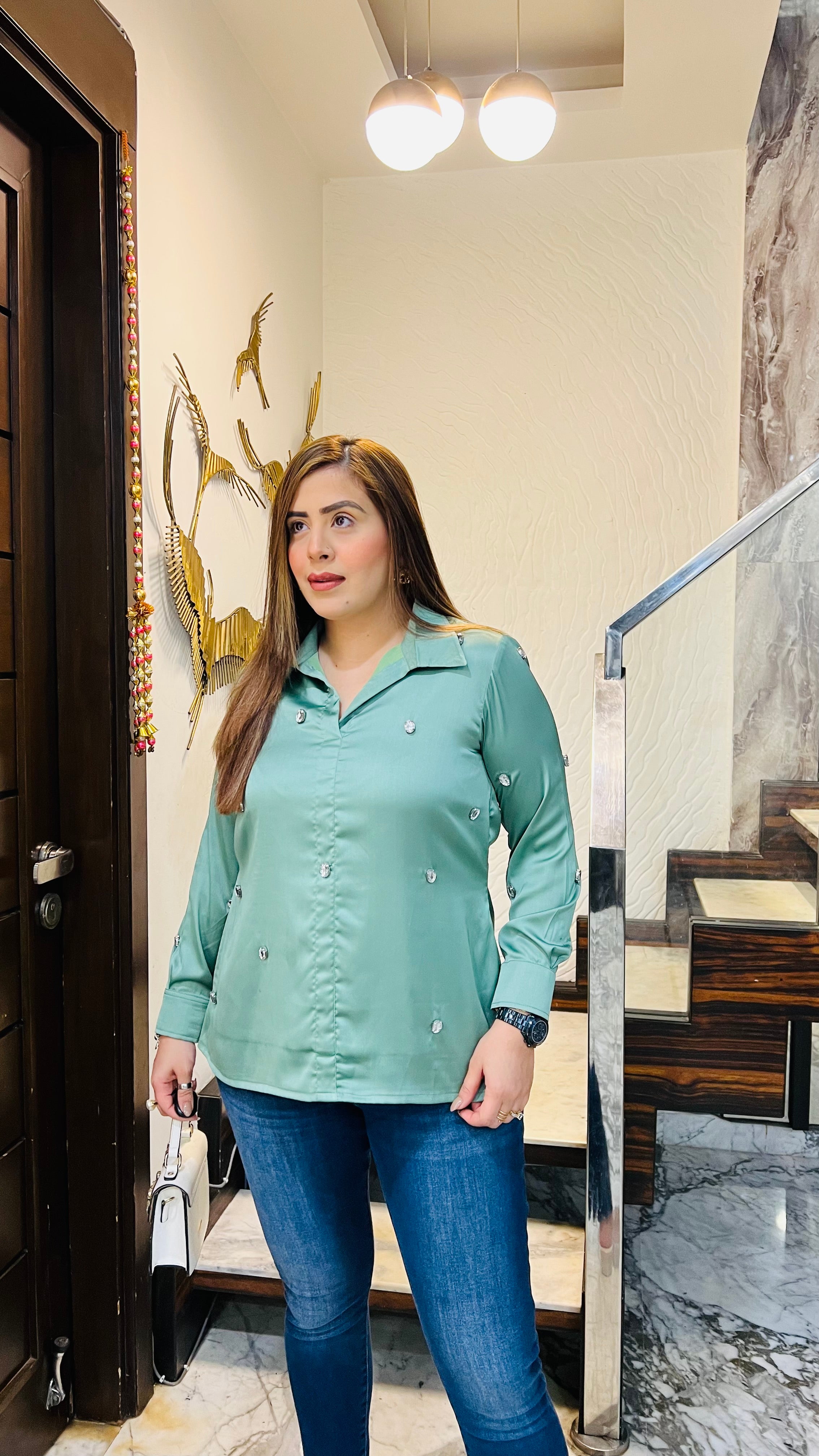 Sage Green Satin Shirt