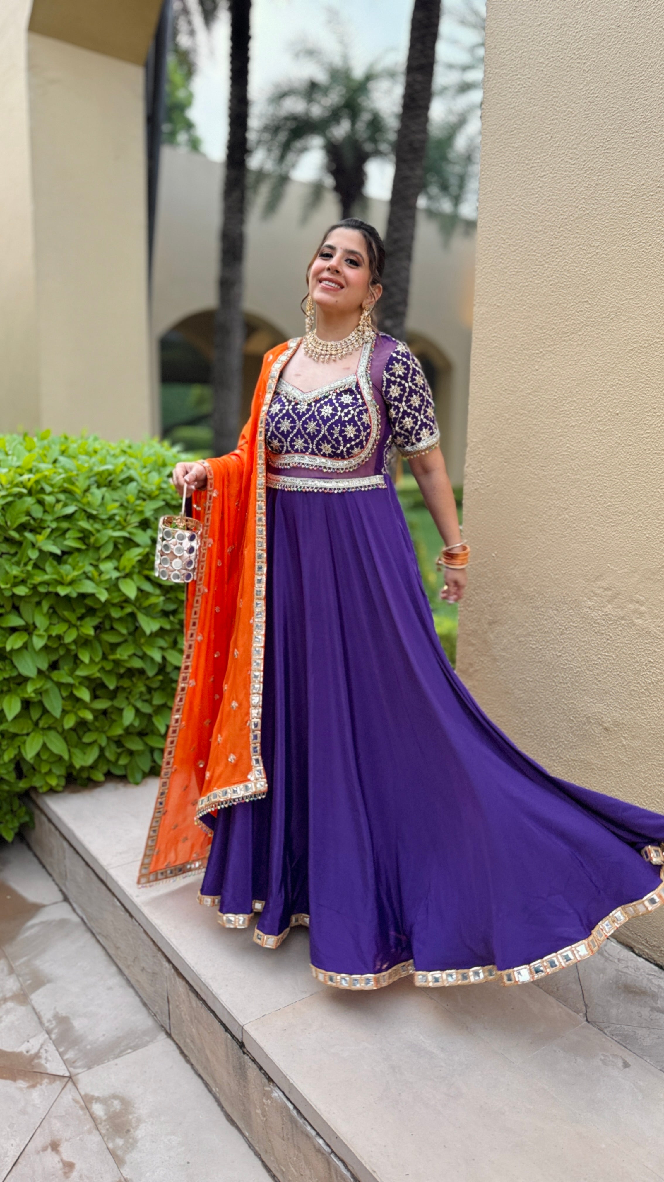 Purple Rust Karvachauth Anarkali