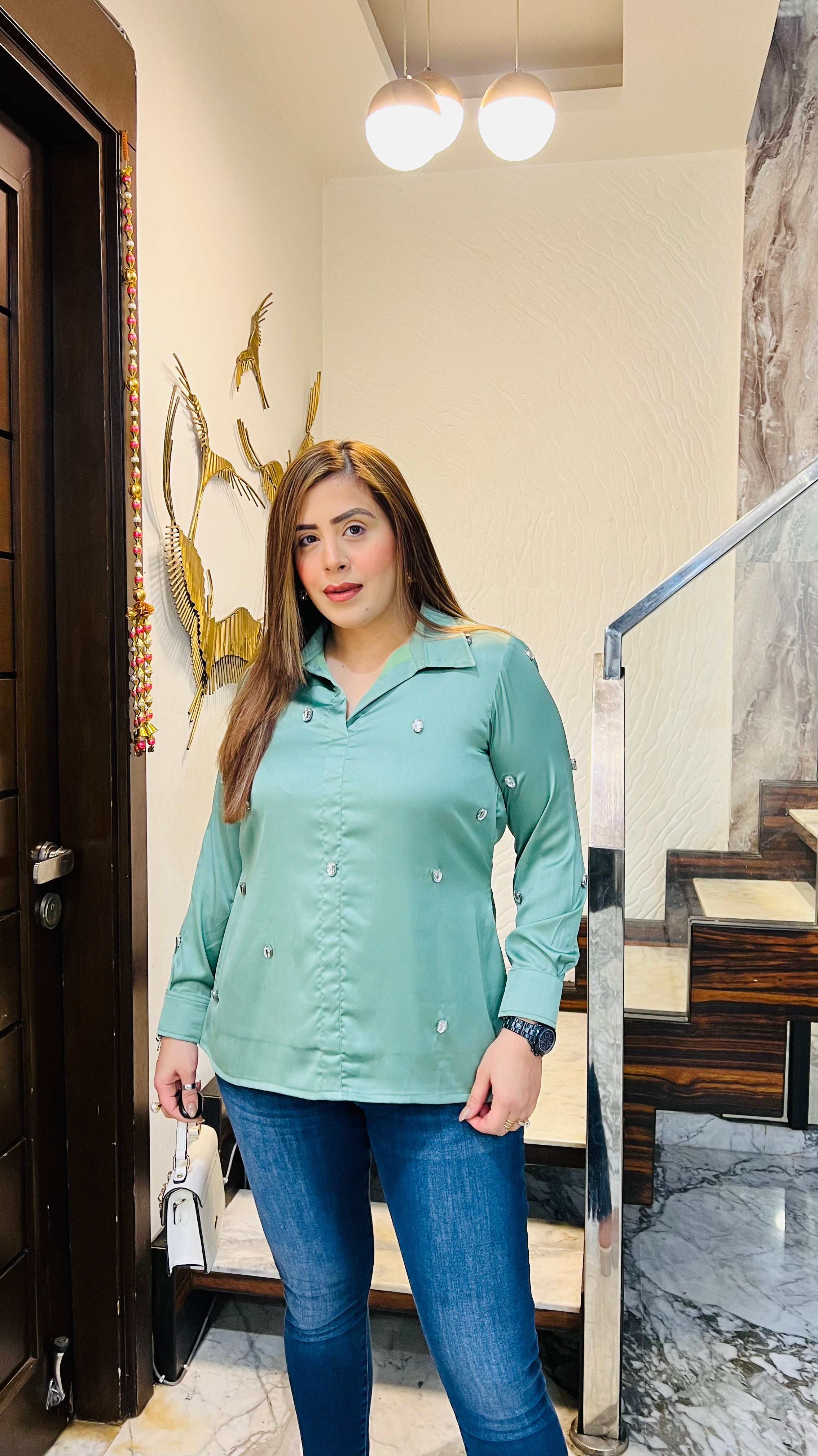 Sage Green Satin Shirt