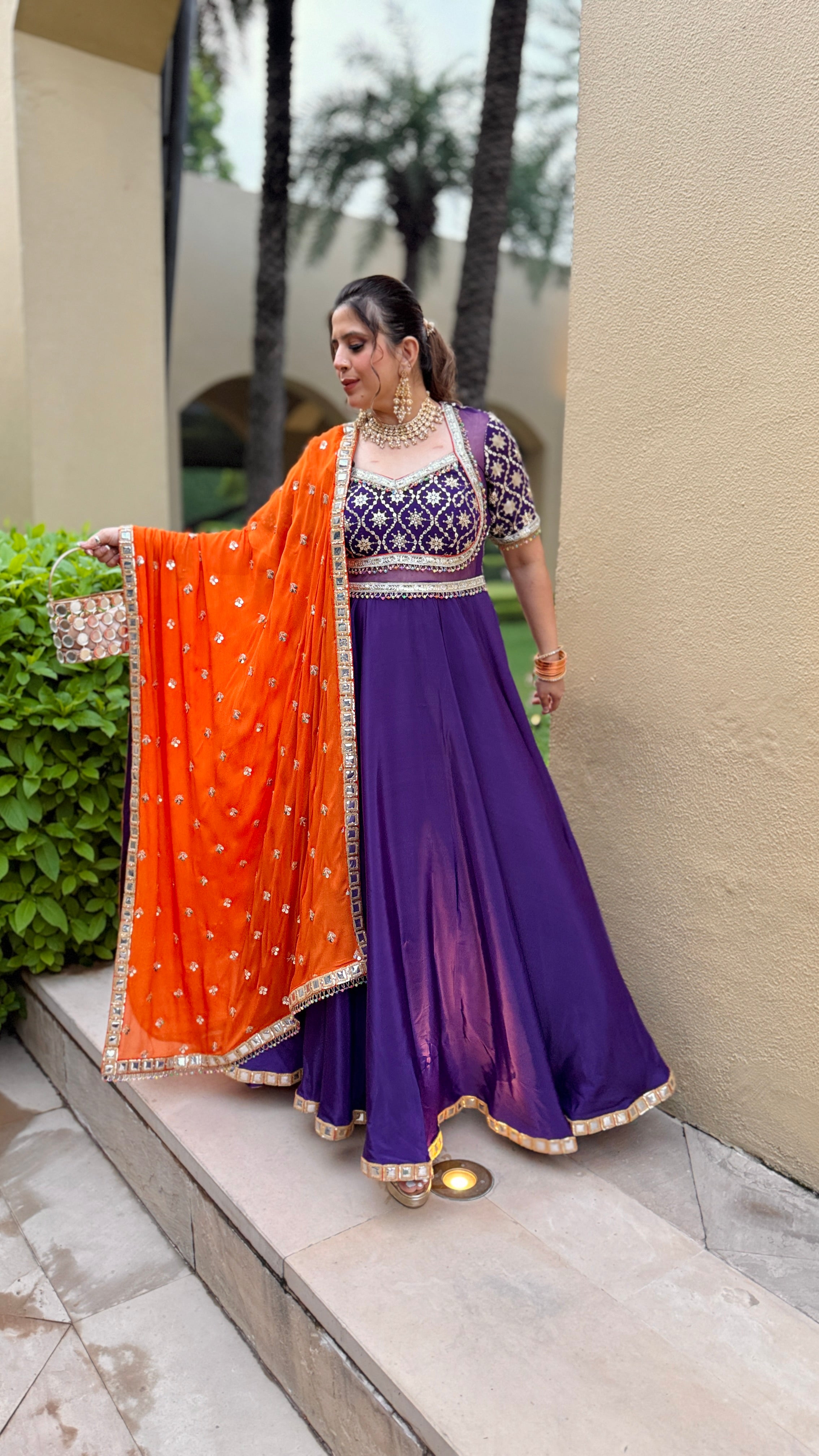 Purple Rust Karvachauth Anarkali