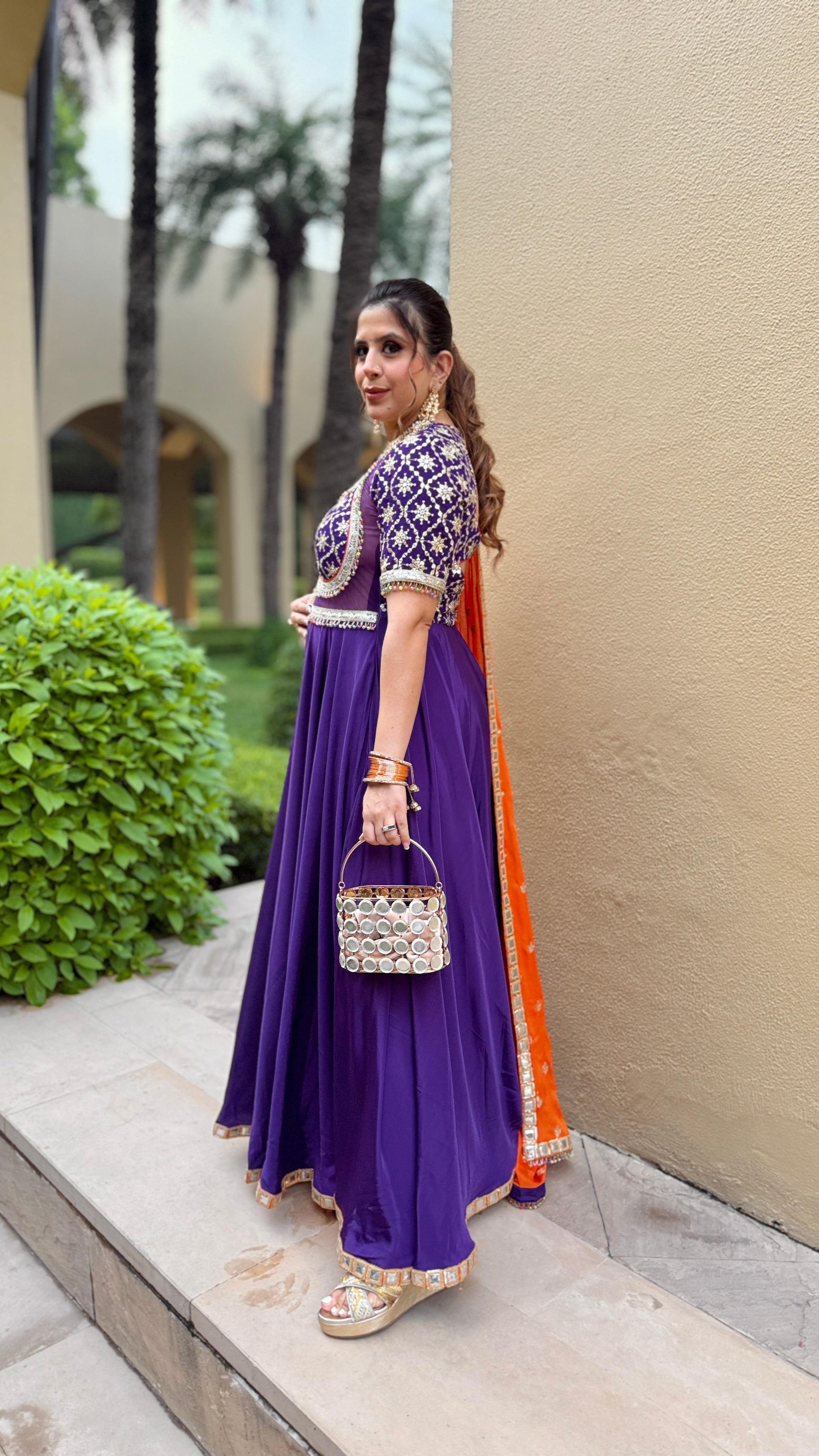 Purple Rust Karvachauth Anarkali