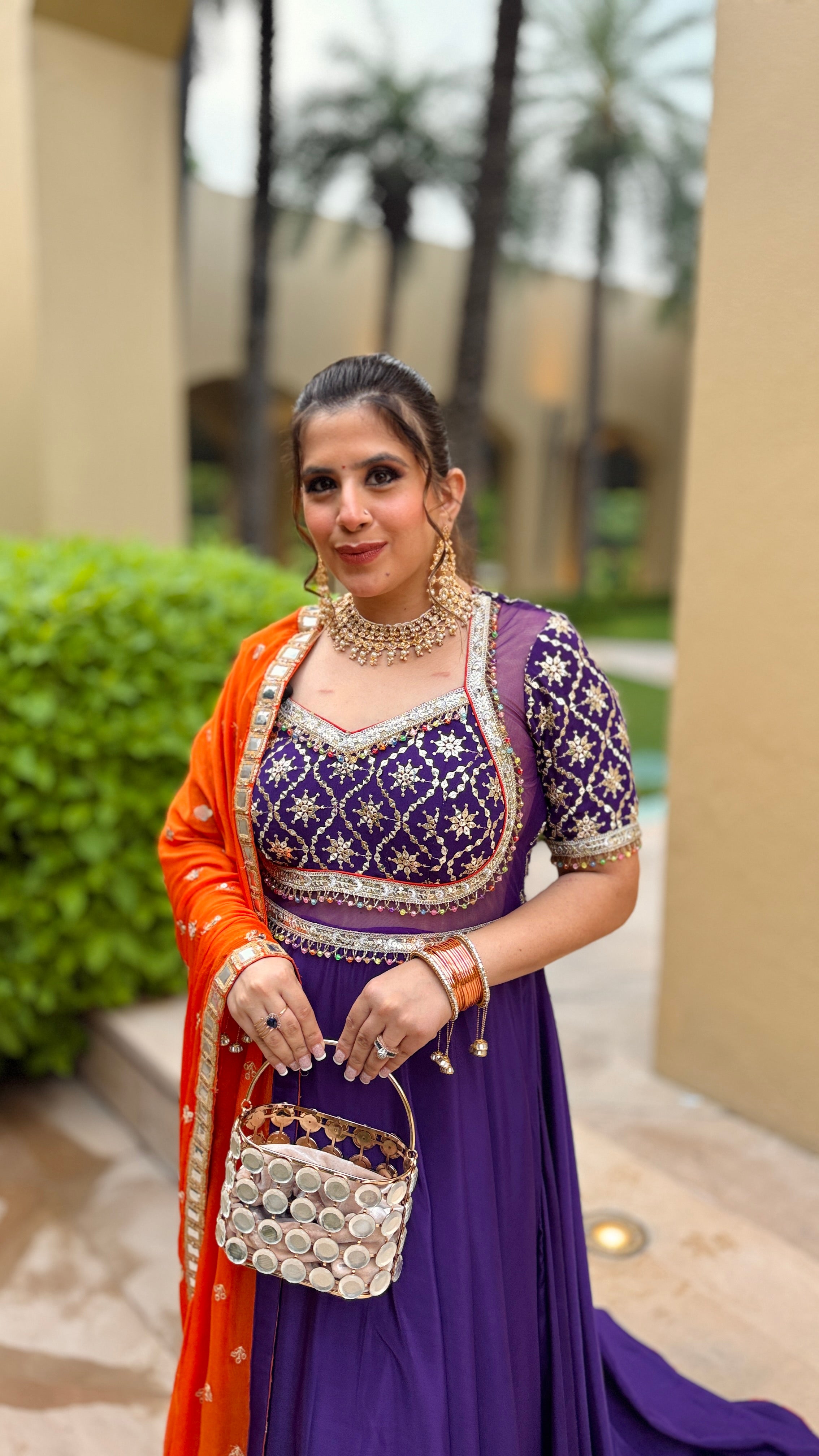 Purple Rust Karvachauth Anarkali