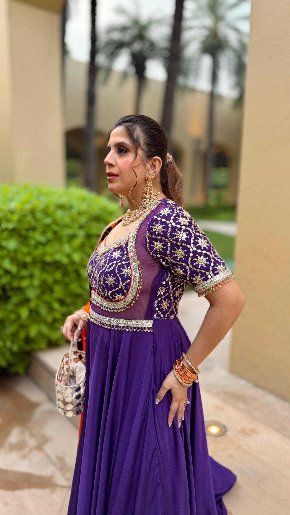 Purple Rust Karvachauth Anarkali