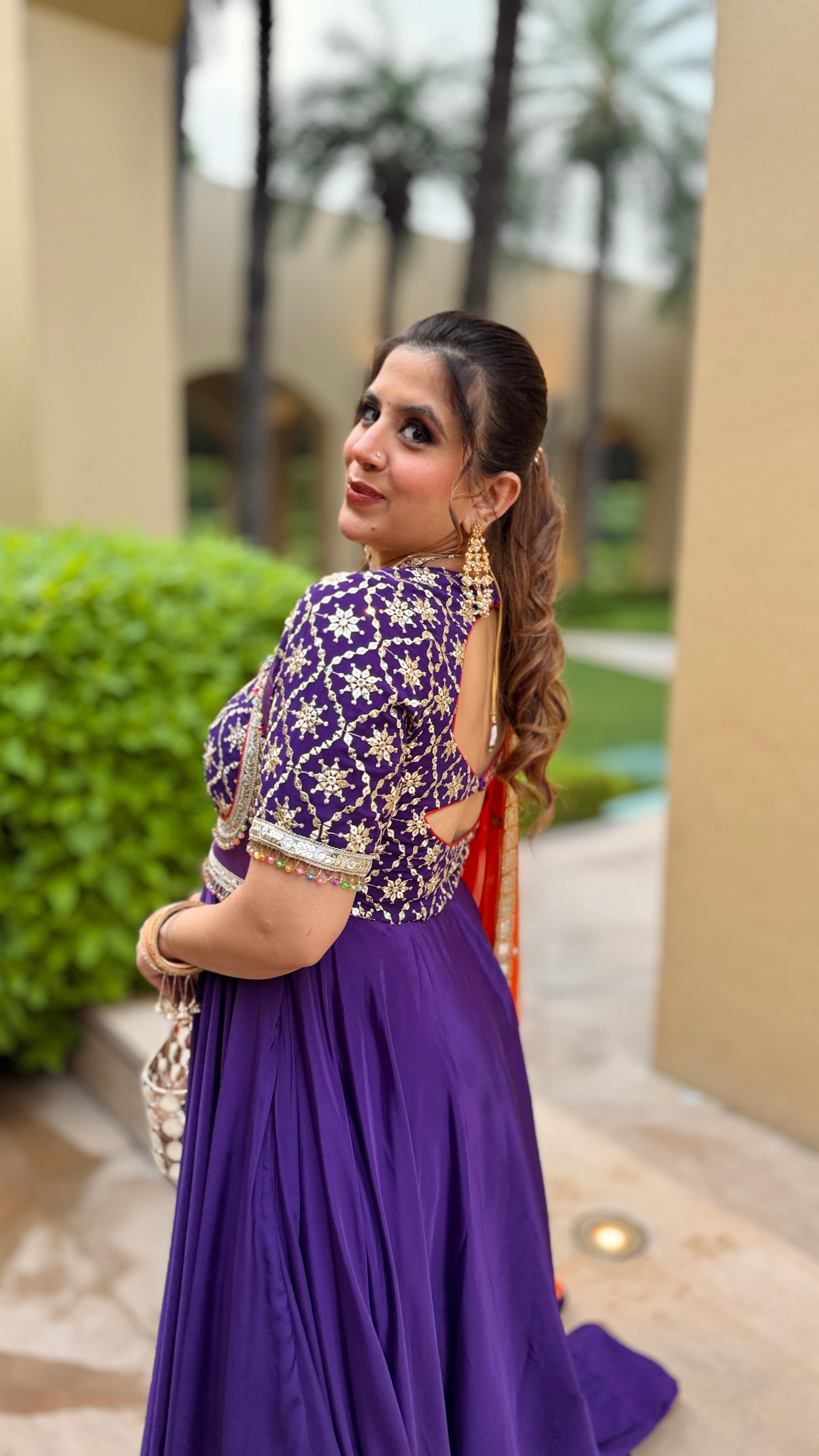 Purple Rust Karvachauth Anarkali
