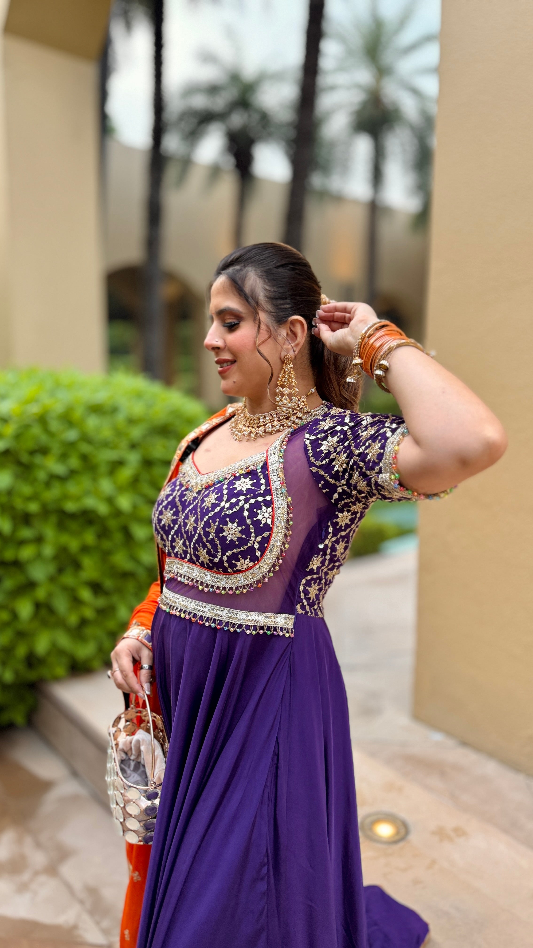 Purple Rust Karvachauth Anarkali