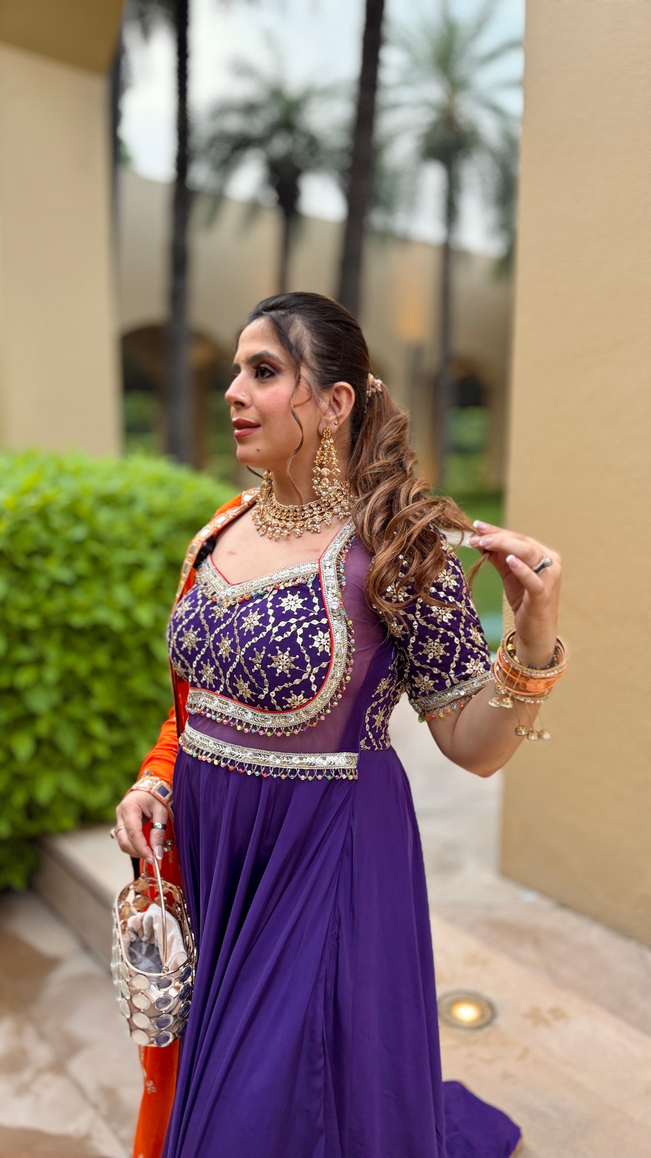 Purple Rust Karvachauth Anarkali