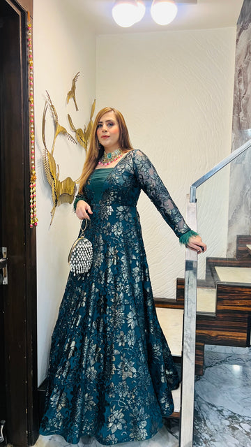 Forest Green Bougainvillea Gown