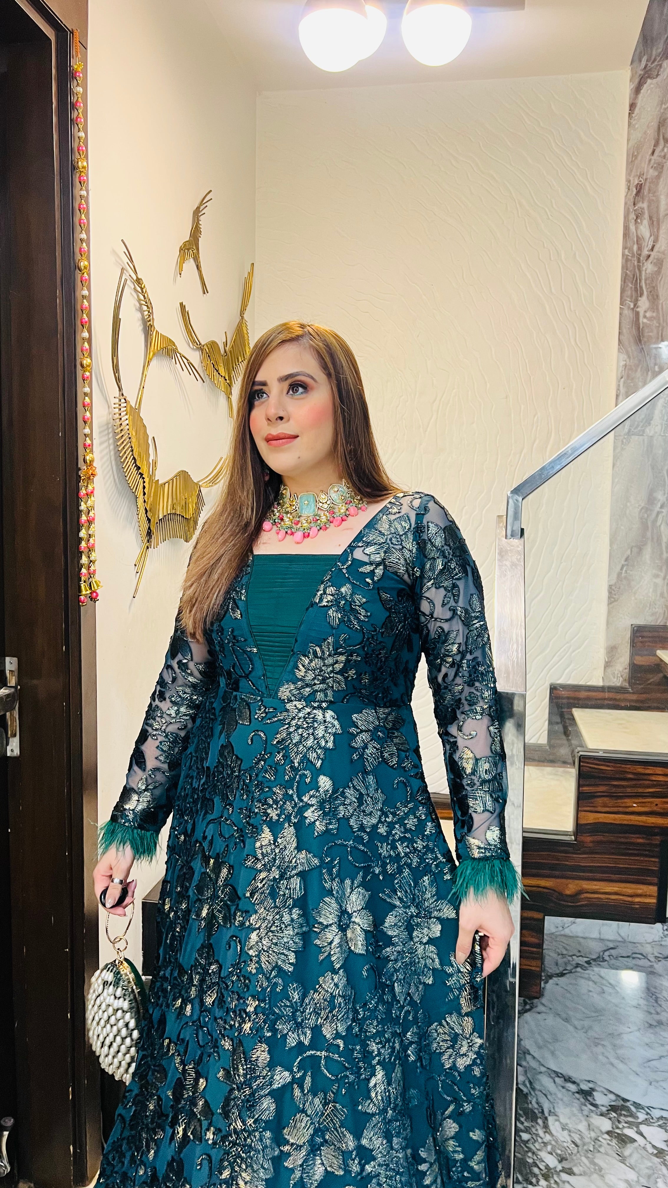 Forest Green Bougainvillea Gown