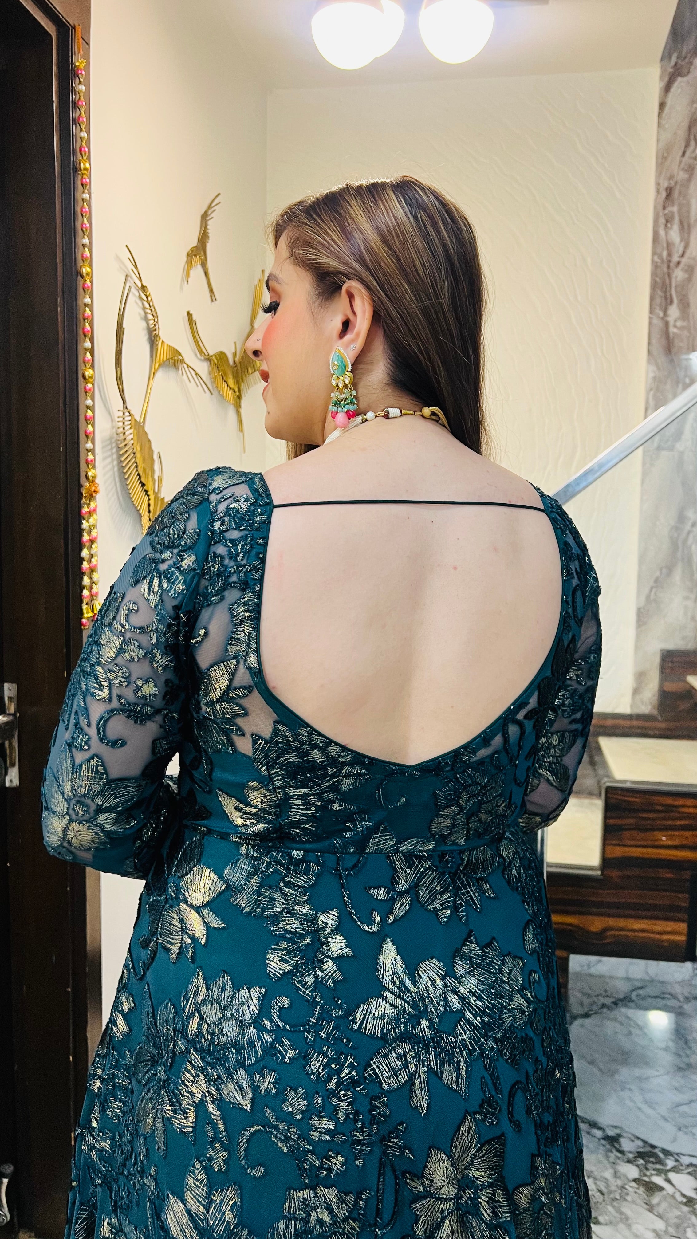 Forest Green Bougainvillea Gown