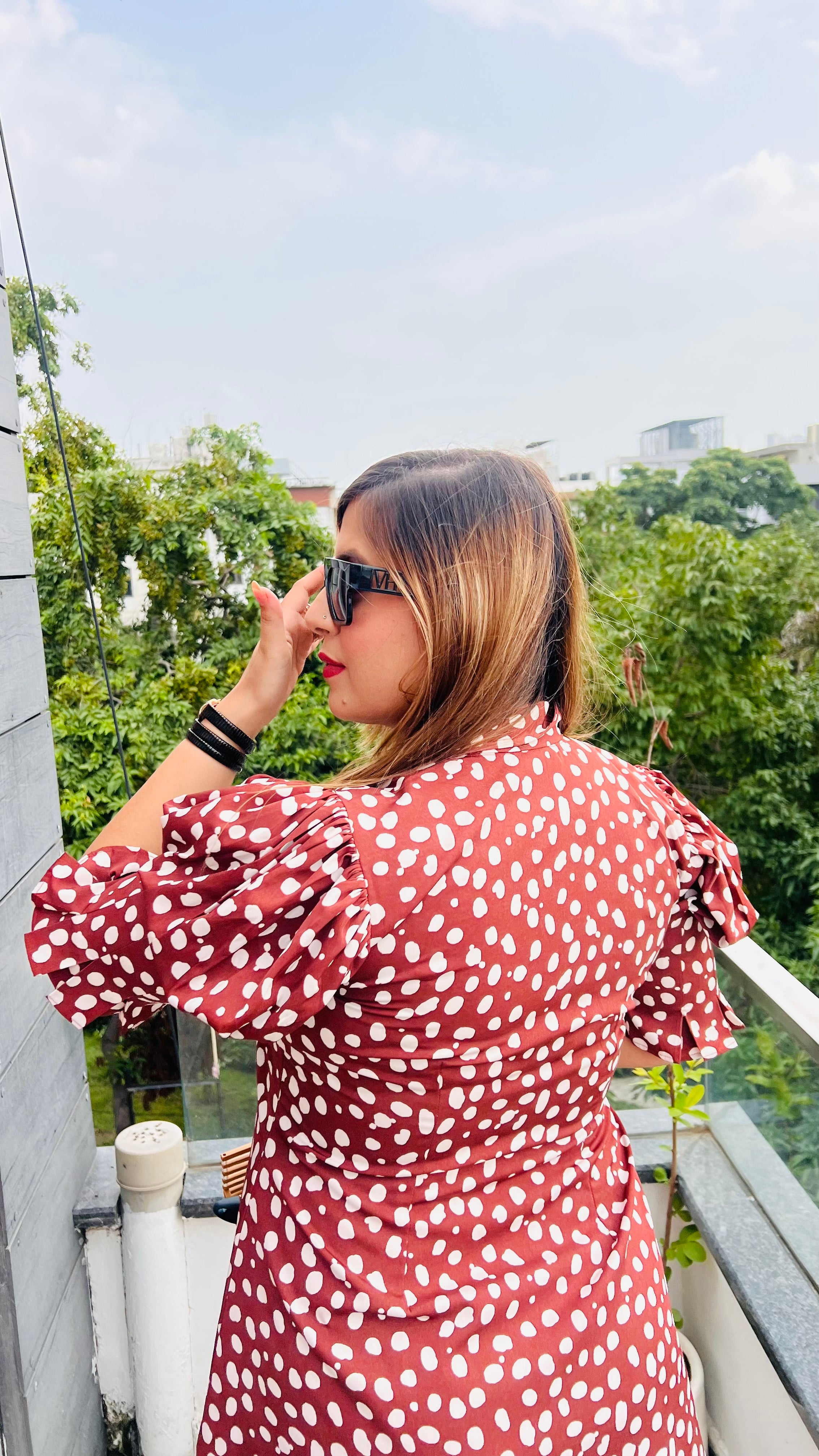 Brown Polka Shirt Dress