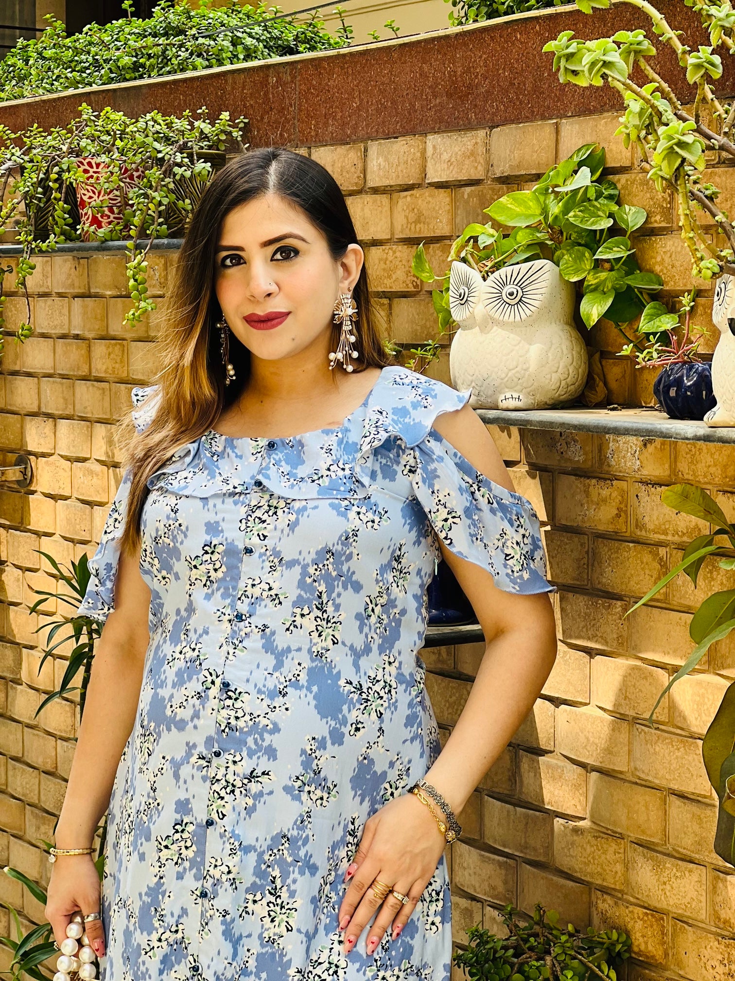 Sky Blue Cotton Maxi Dress