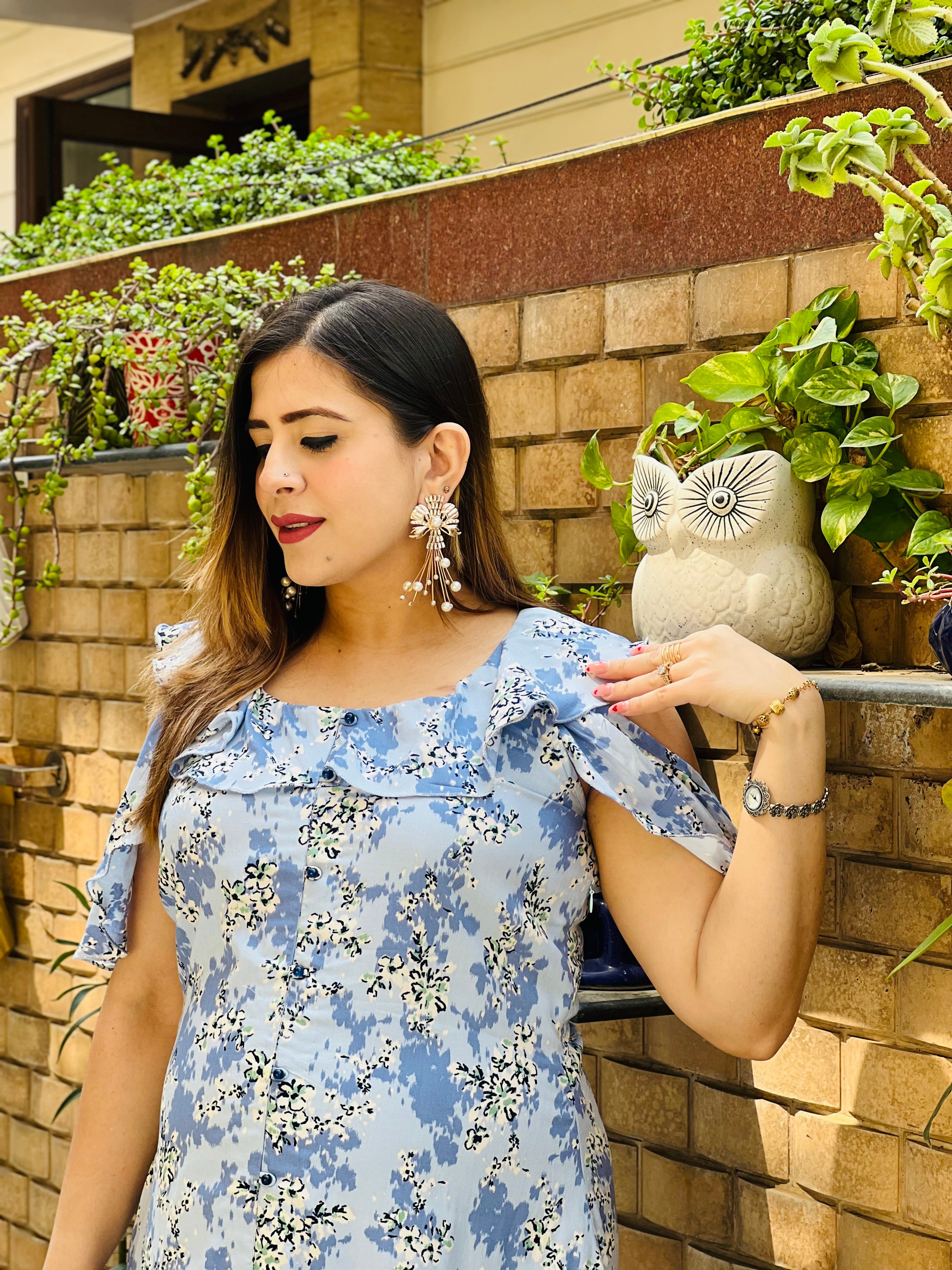 Sky Blue Cotton Maxi Dress