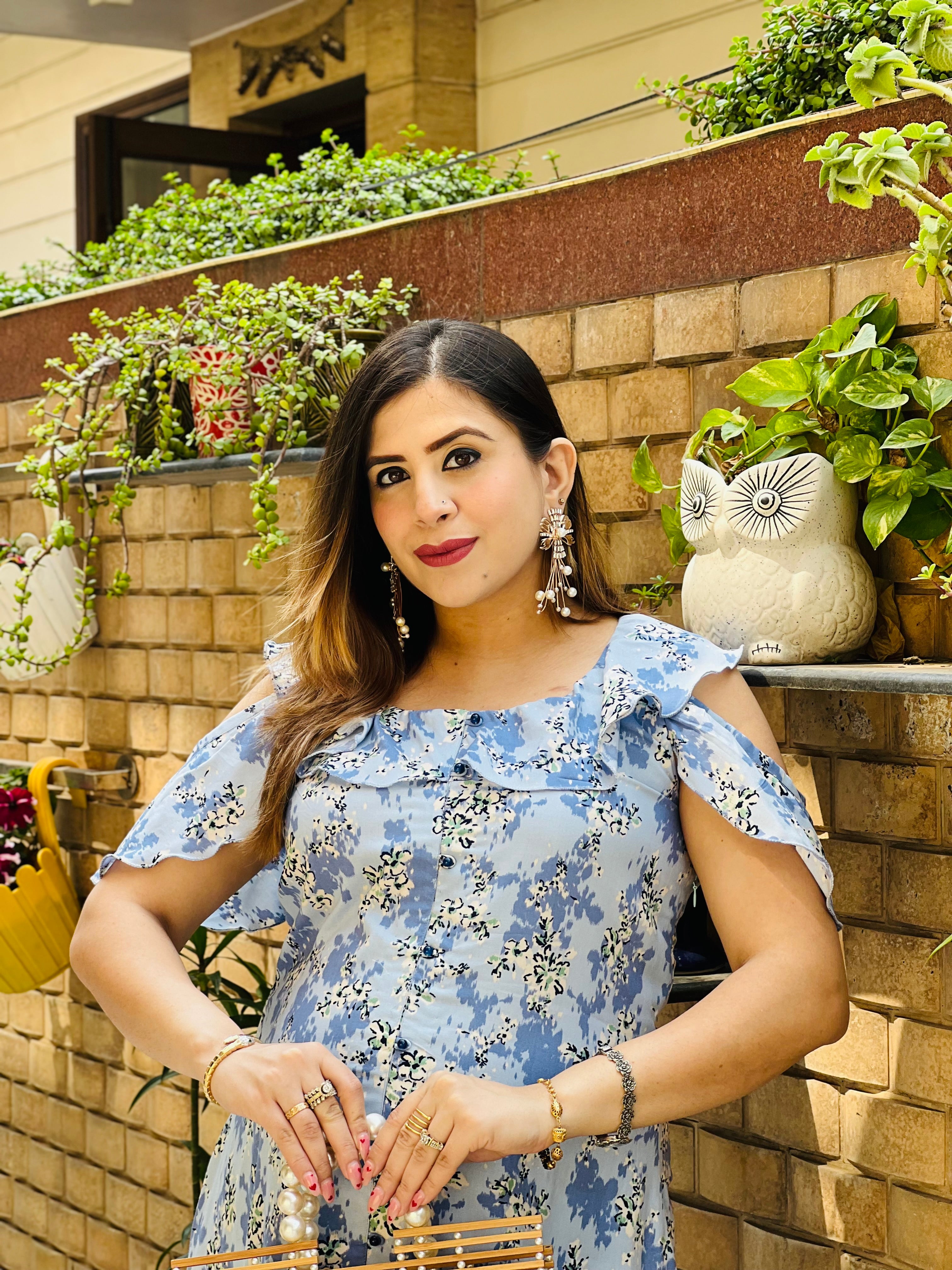 Sky Blue Cotton Maxi Dress