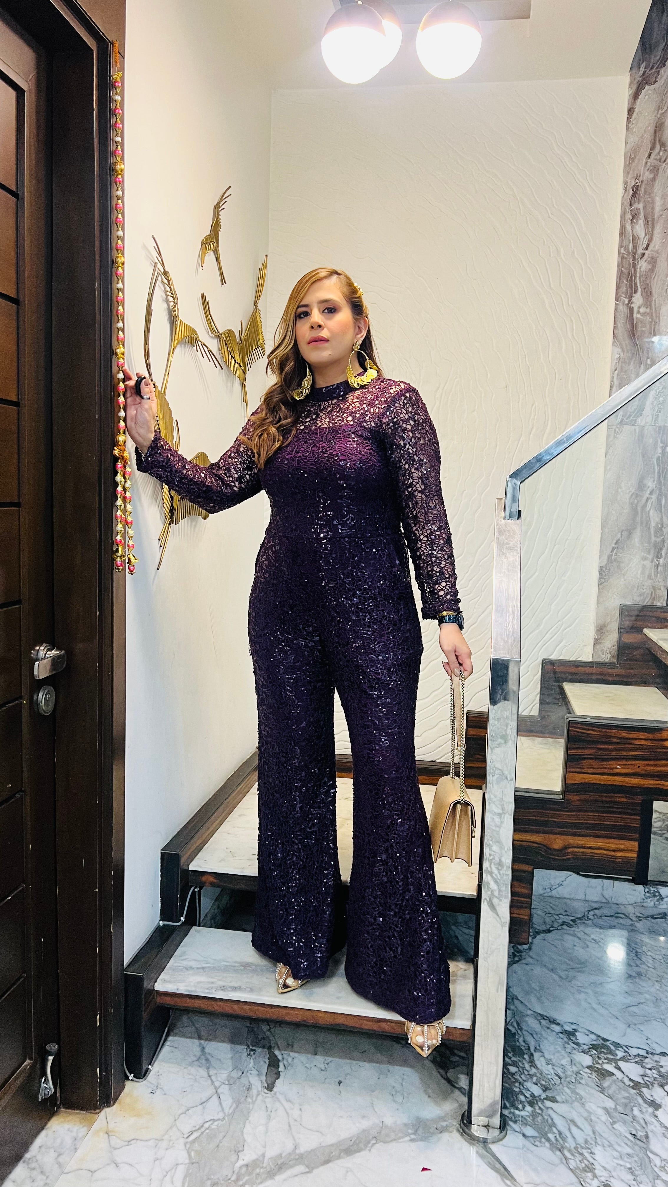 Party in Purple Net Jumpsuit