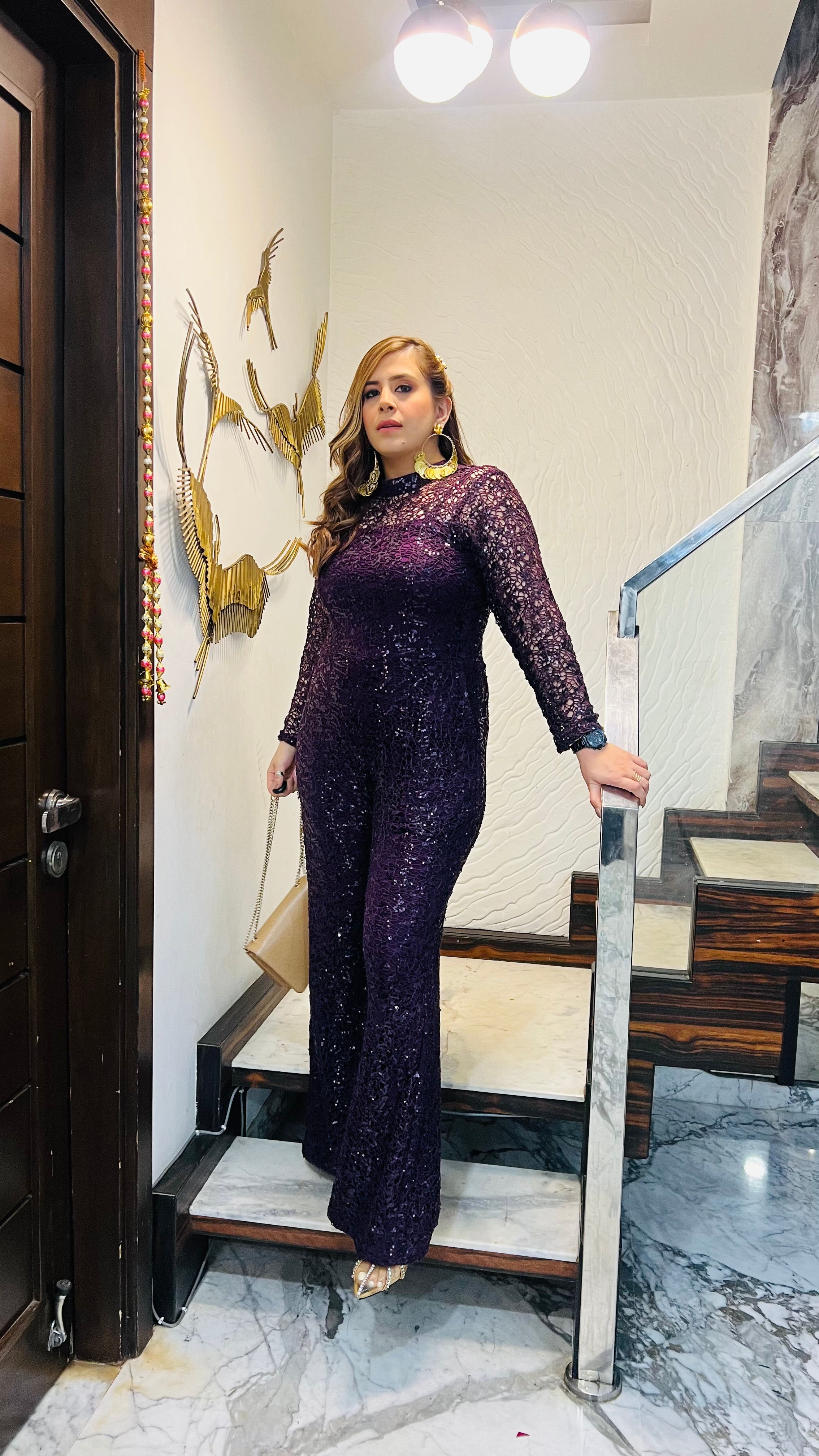 Party in Purple Net Jumpsuit