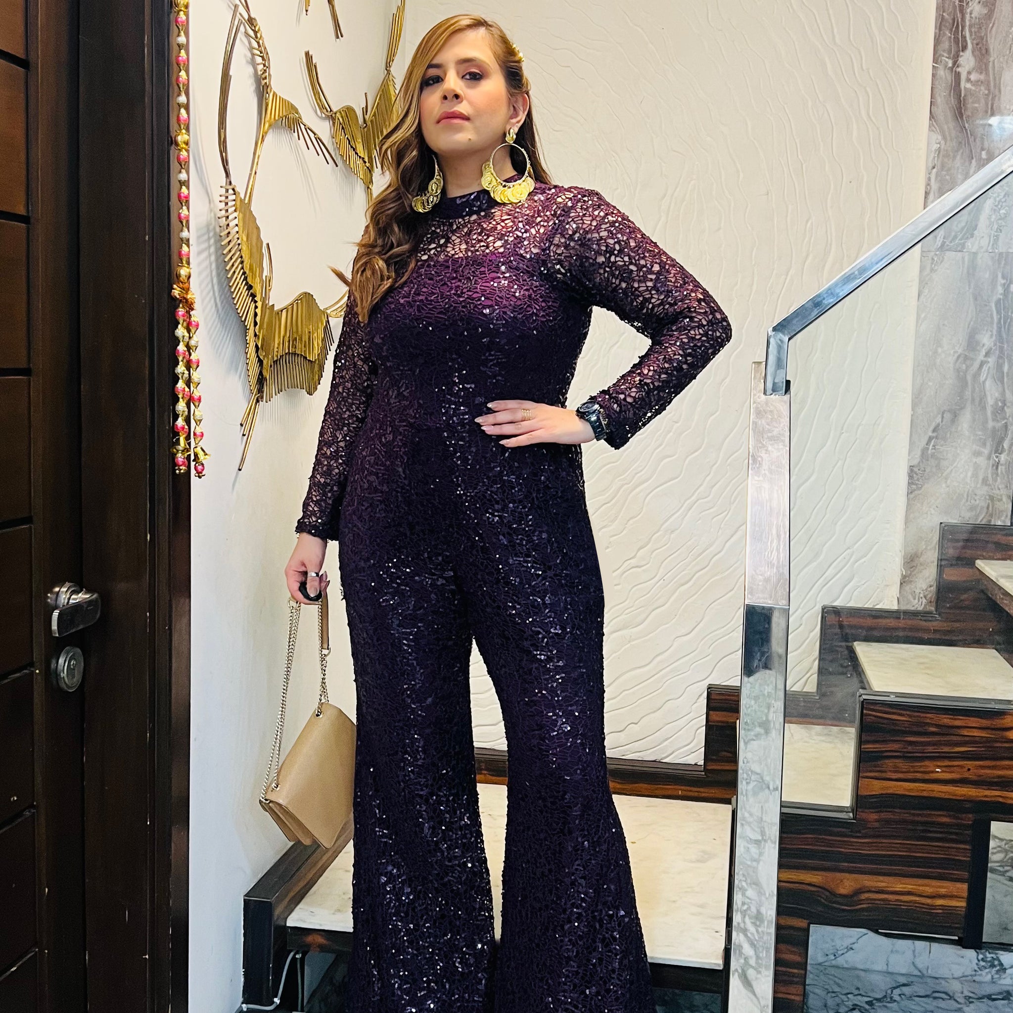 Party in Purple Net Jumpsuit