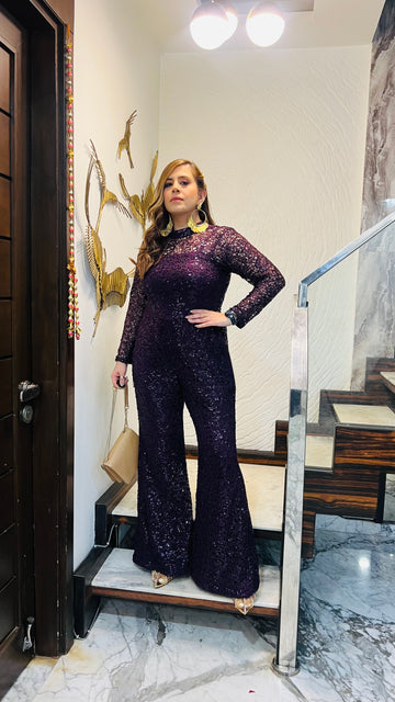 Party in Purple Net Jumpsuit
