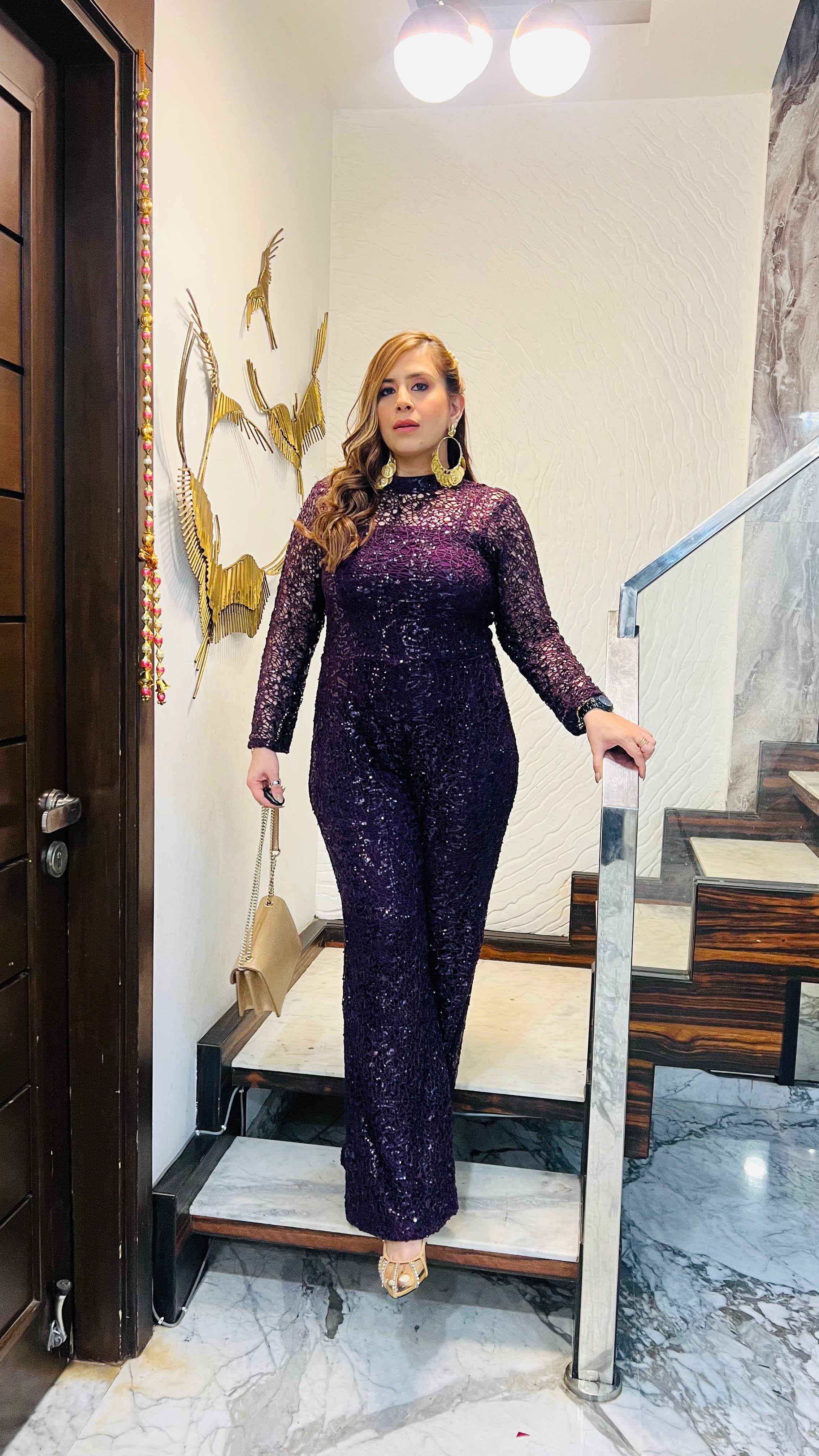 Party in Purple Net Jumpsuit