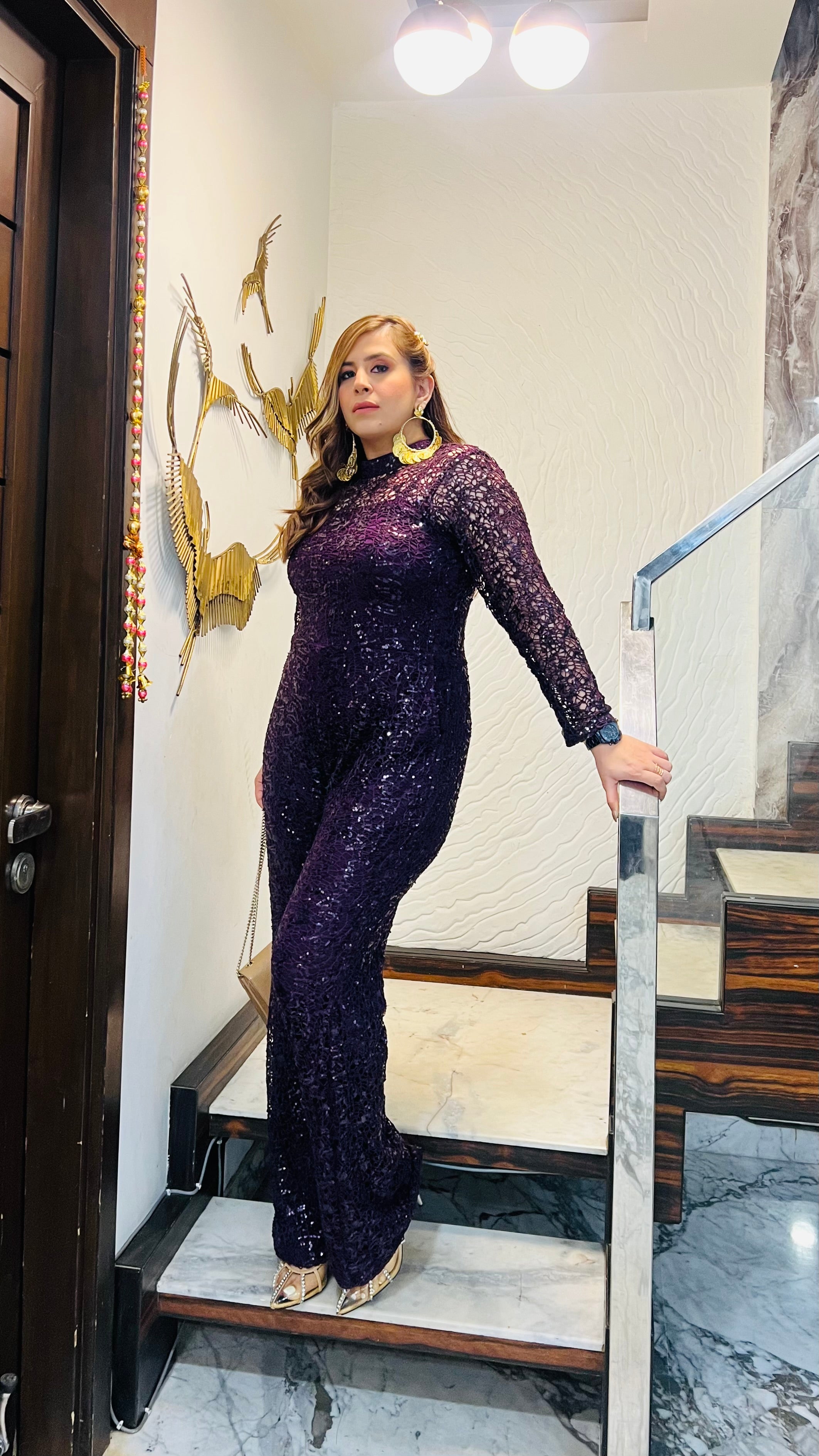 Party in Purple Net Jumpsuit