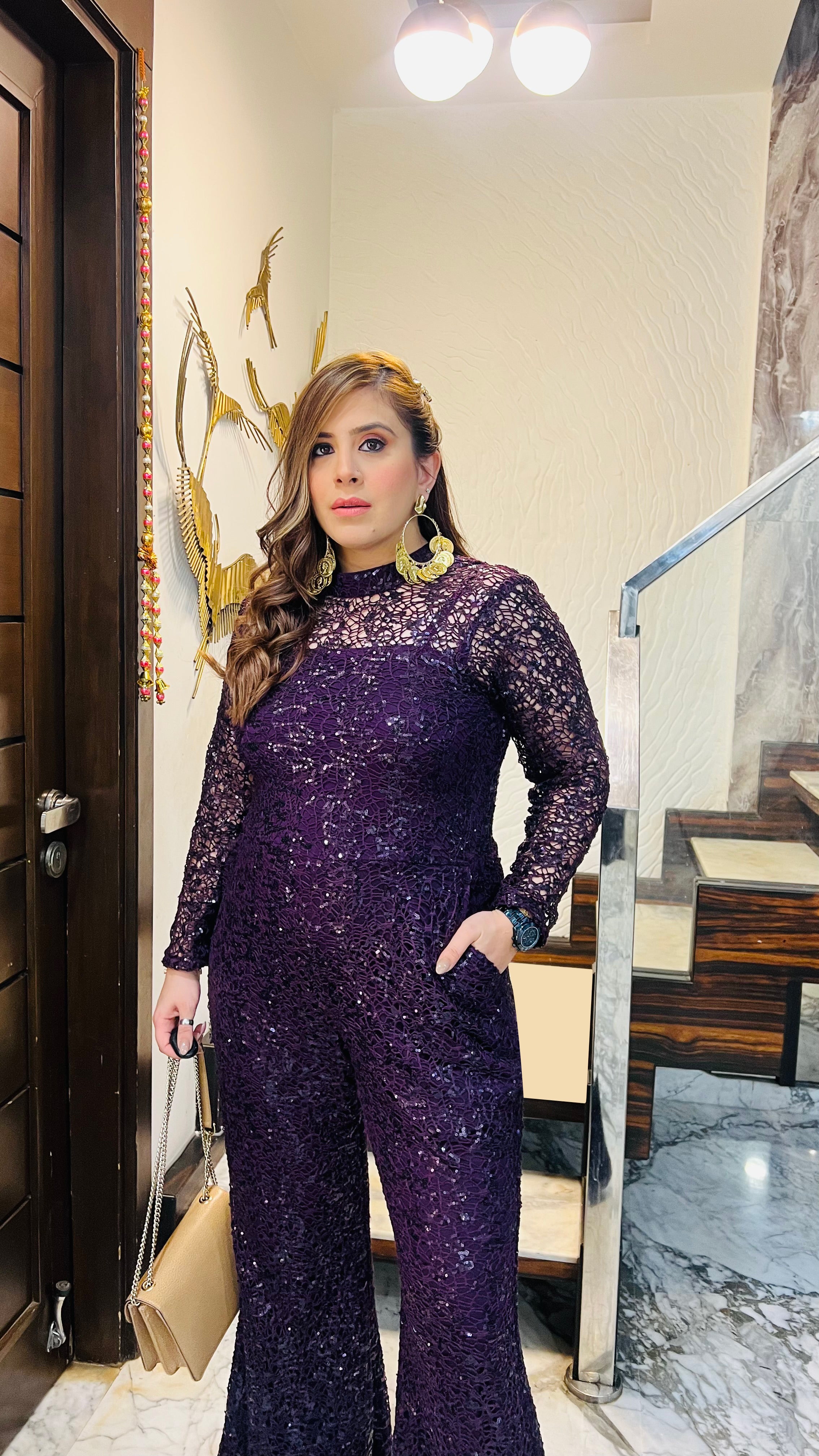 Party in Purple Net Jumpsuit