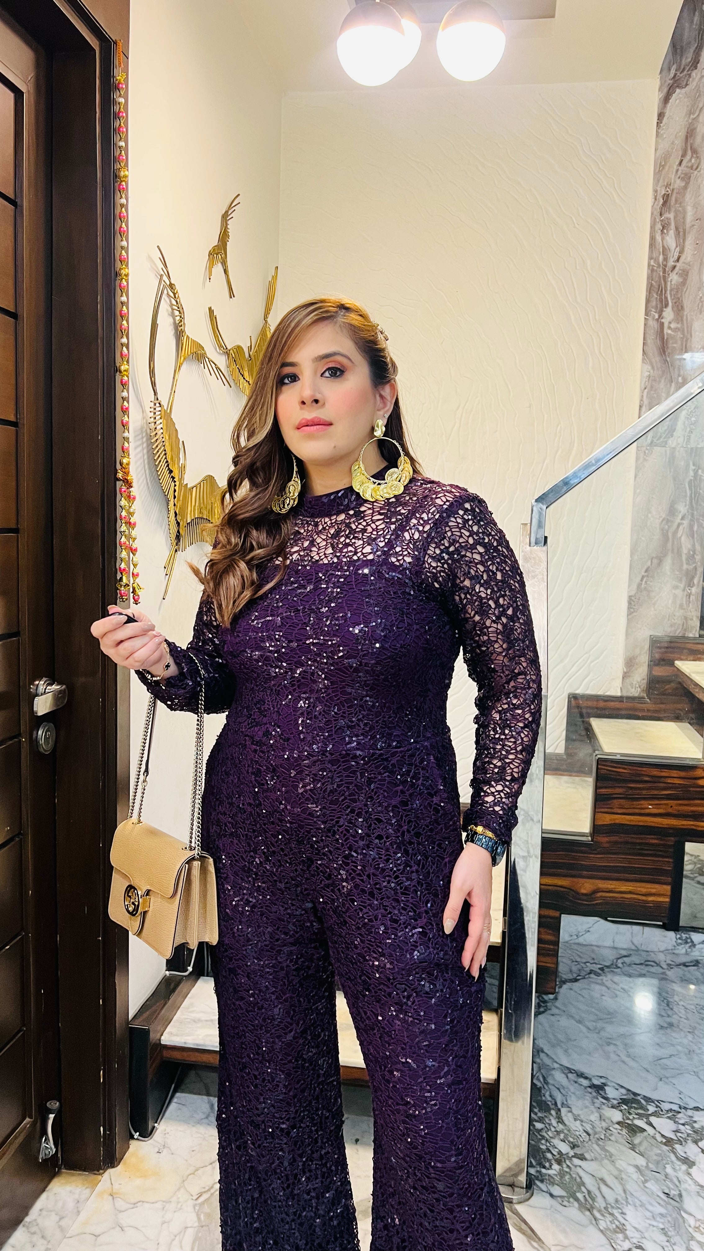 Party in Purple Net Jumpsuit