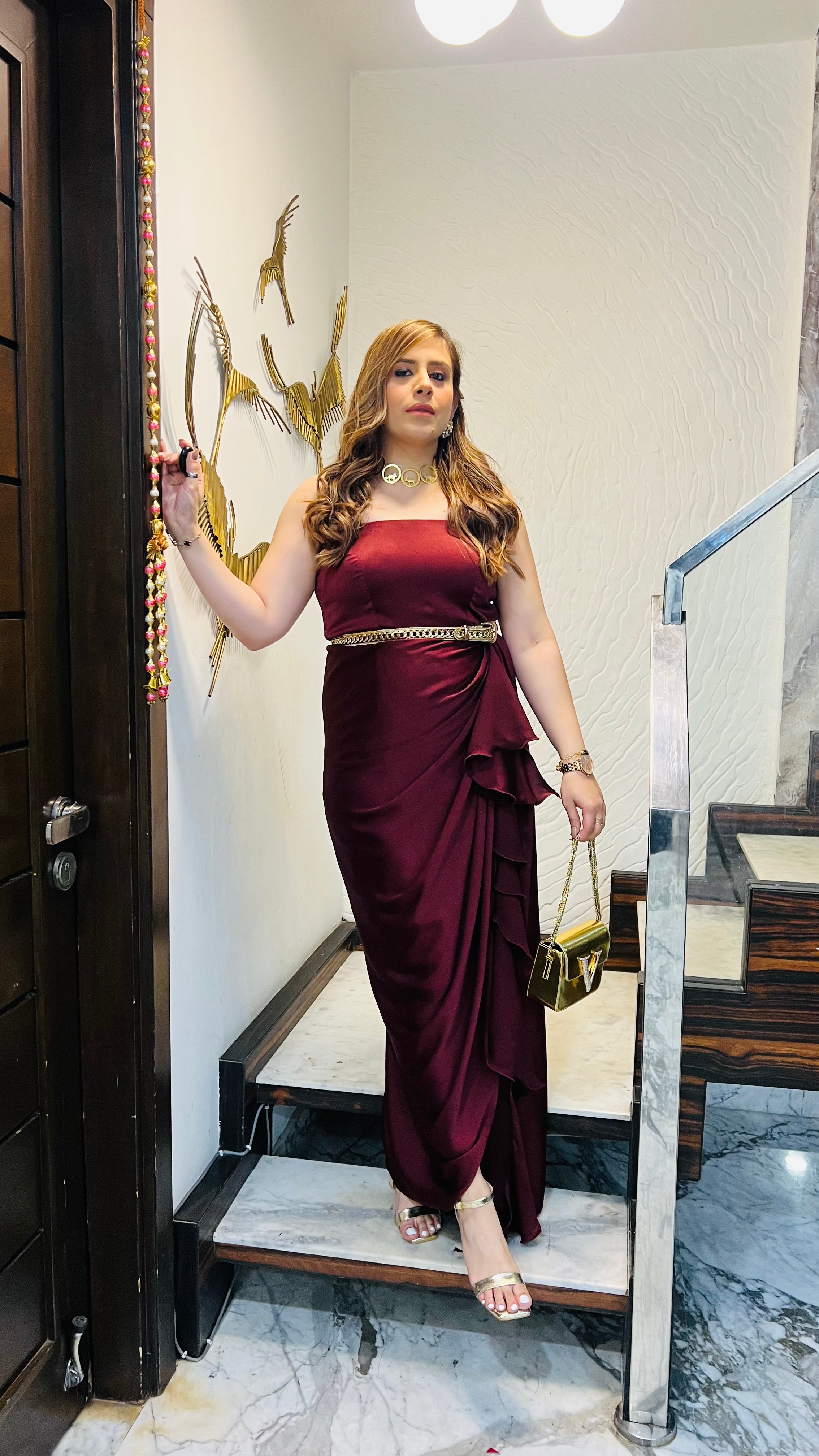 Maroon Italian Satin Drape