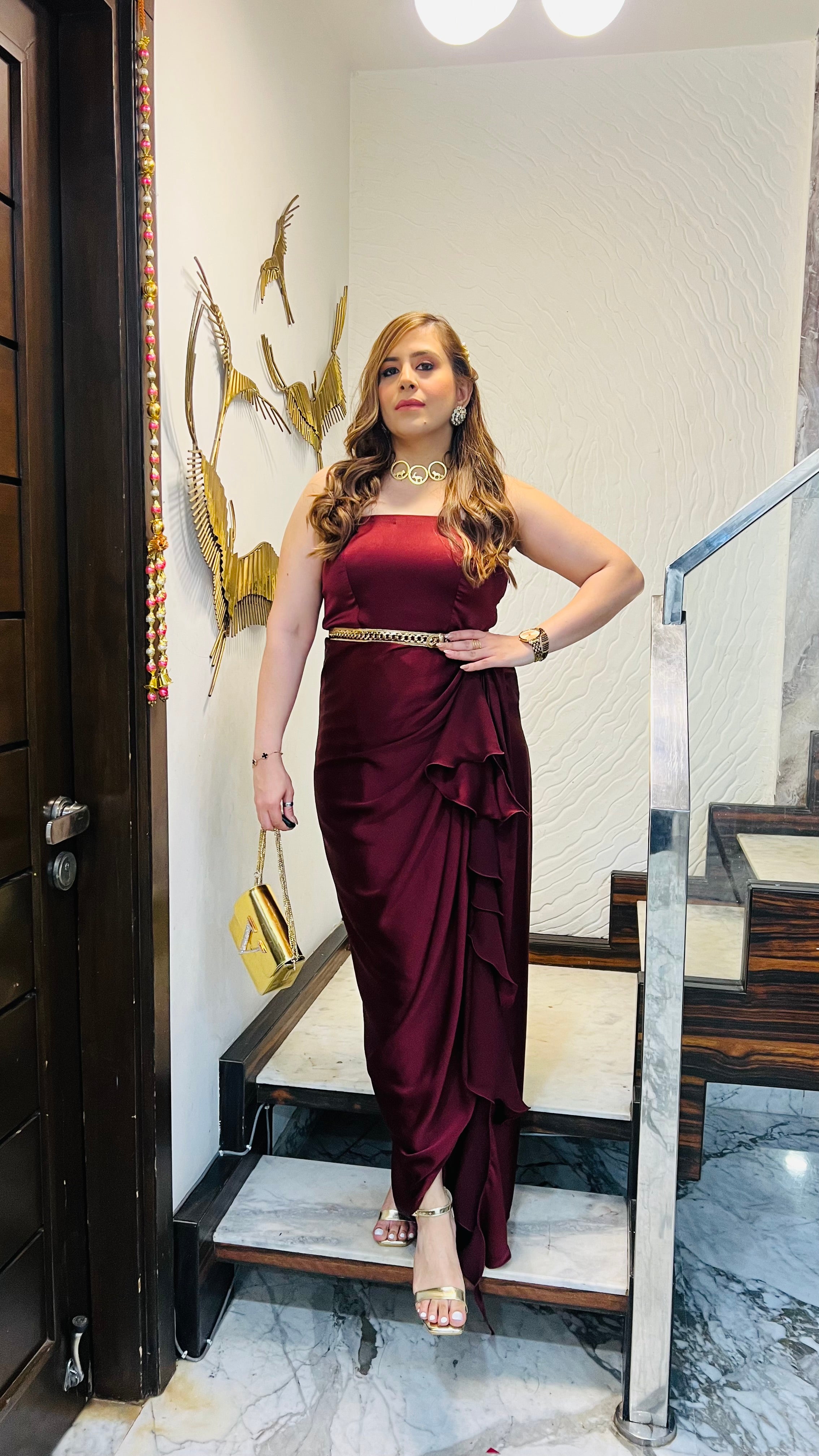 Maroon Italian Satin Drape