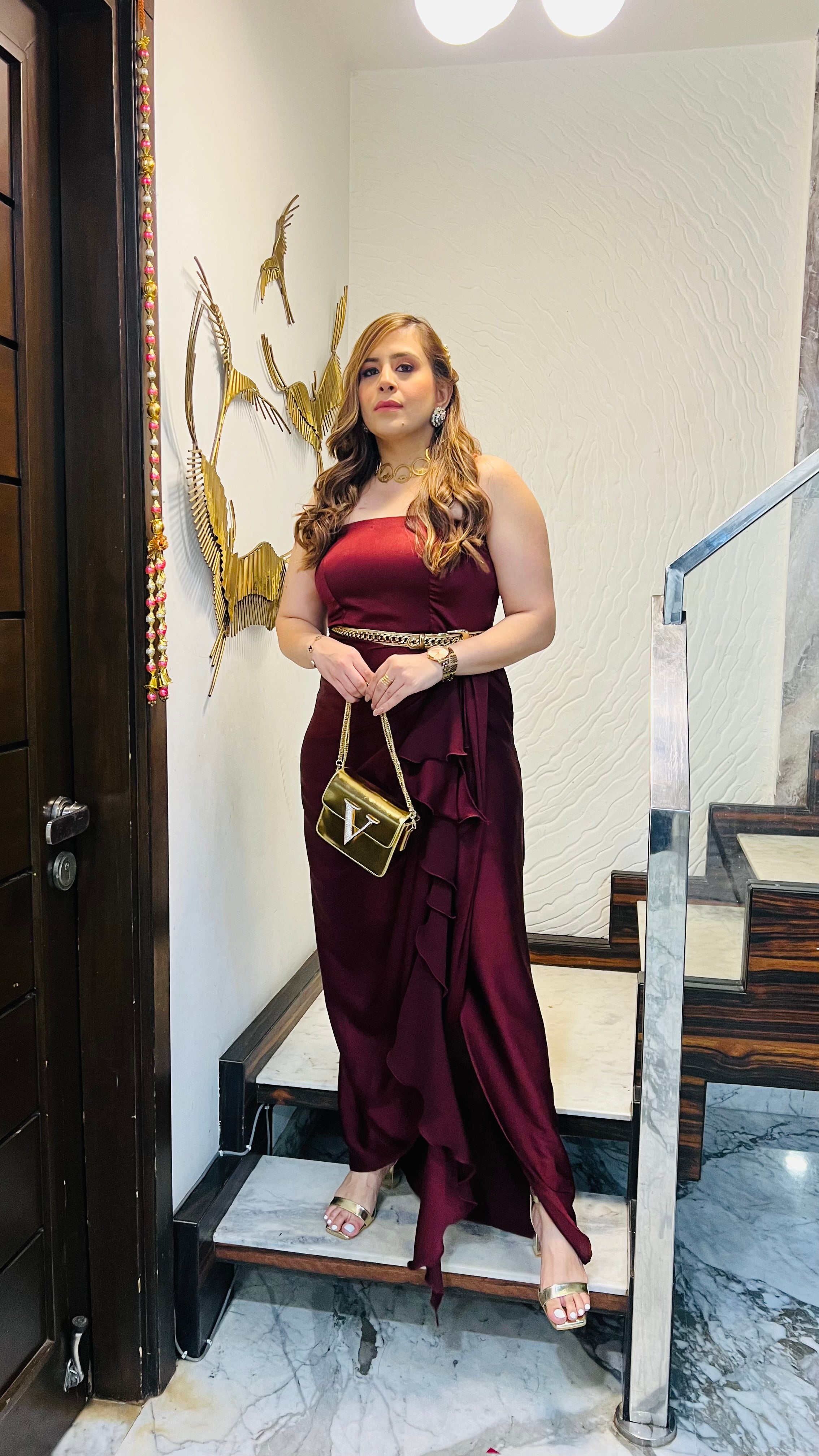 Maroon Italian Satin Drape