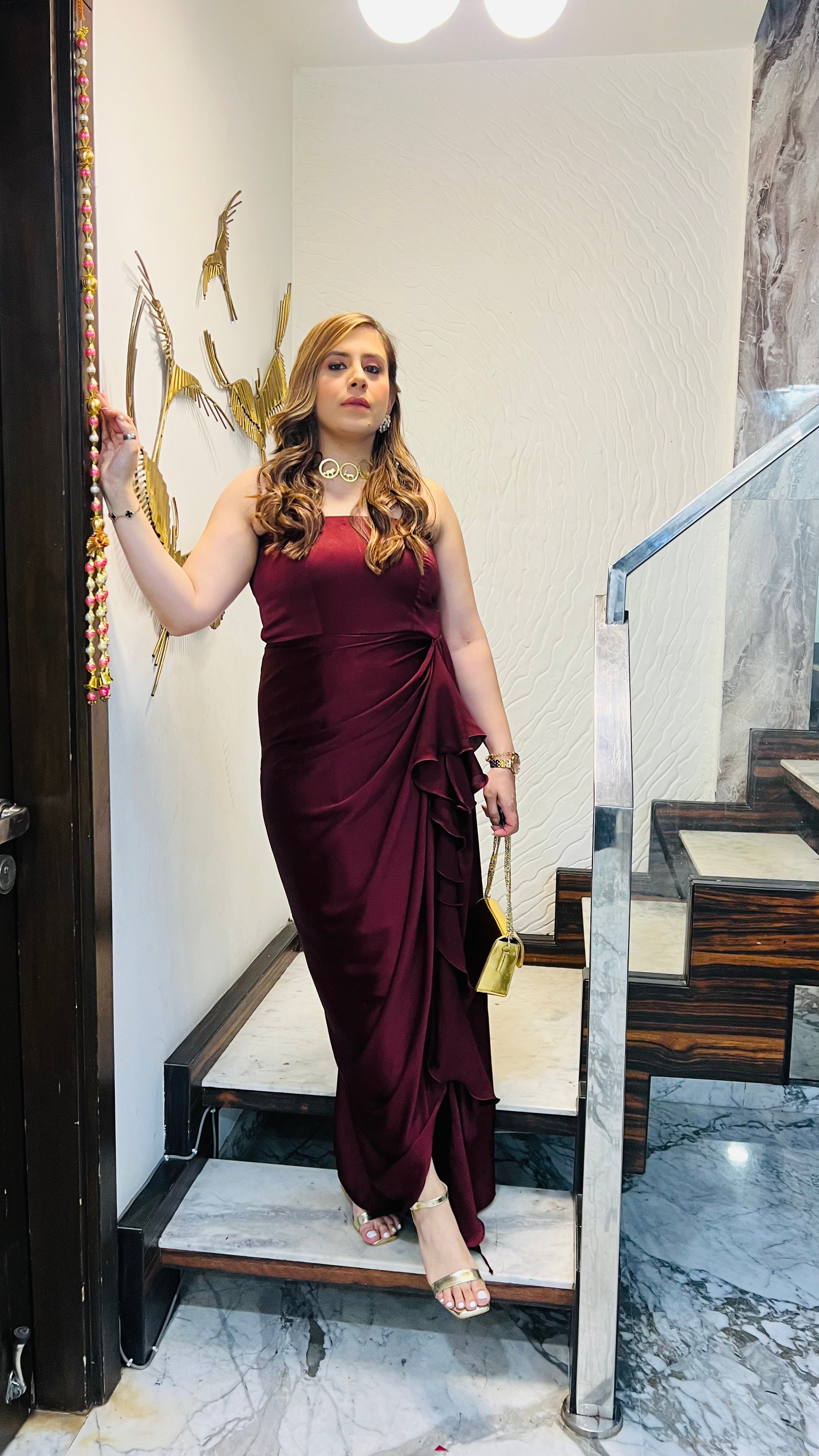 Maroon Italian Satin Drape